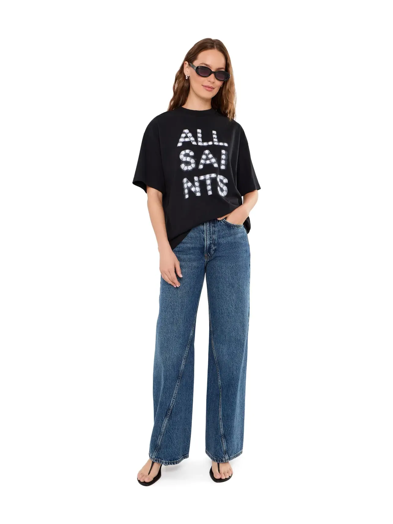 Футболка Neon Etta Allsaints — изображение 2 из 5, черный