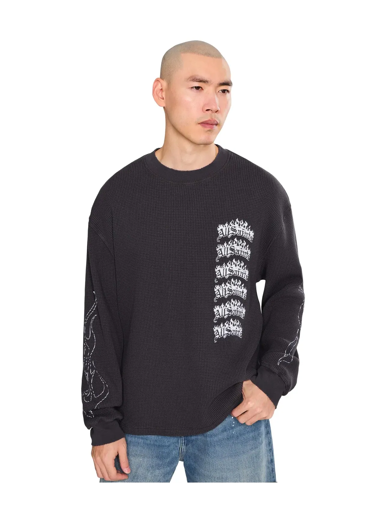 Лонгслив Incendo Long Sleeve Crew Allsaints — изображение 1 из 5, черный