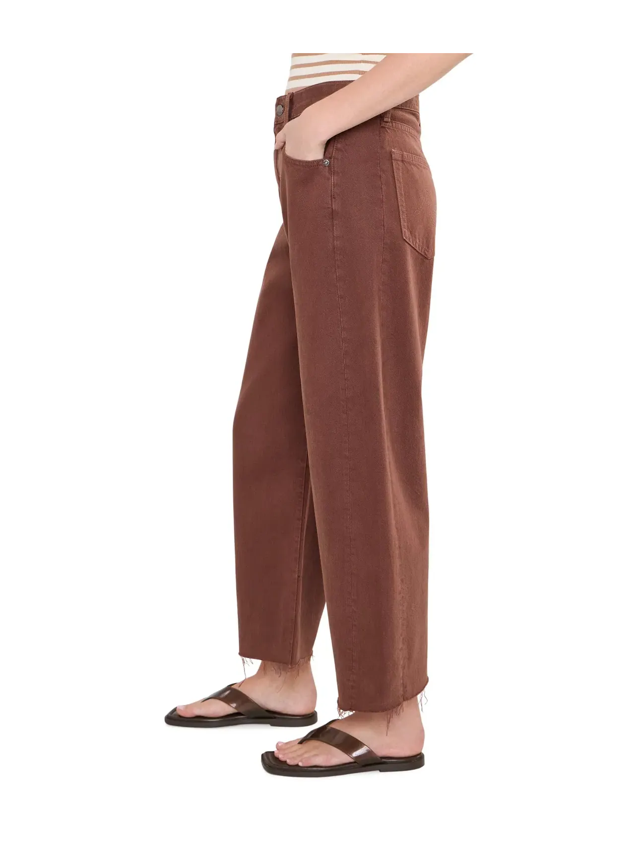 Джинсы-бочонок-кроп с завышенной посадкой Hattie Crop High-Rise Barrel Ag Jeans — изображение 3 из 5, орех