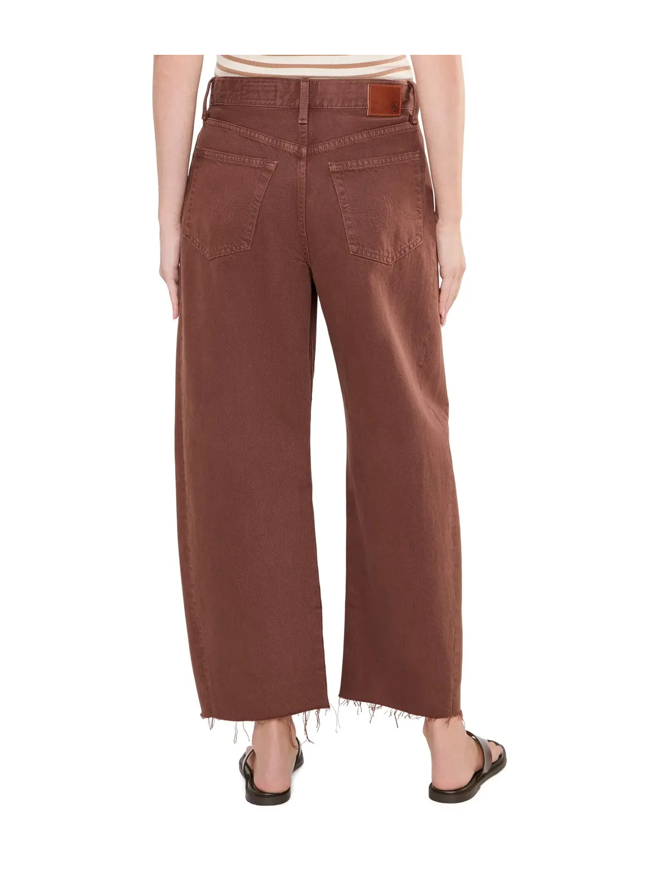Джинсы-бочонок-кроп с завышенной посадкой Hattie Crop High-Rise Barrel Ag Jeans — изображение 4 из 5, орех
