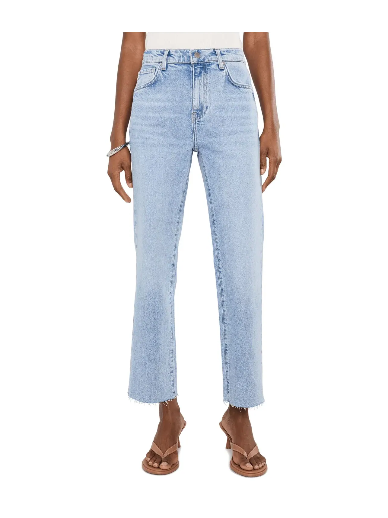 Джинсы прямые-кроп средней посадки Brinley Mid-Rise Straight Crop in Gold Country Ag Jeans — изображение 1 из 5, золотистый