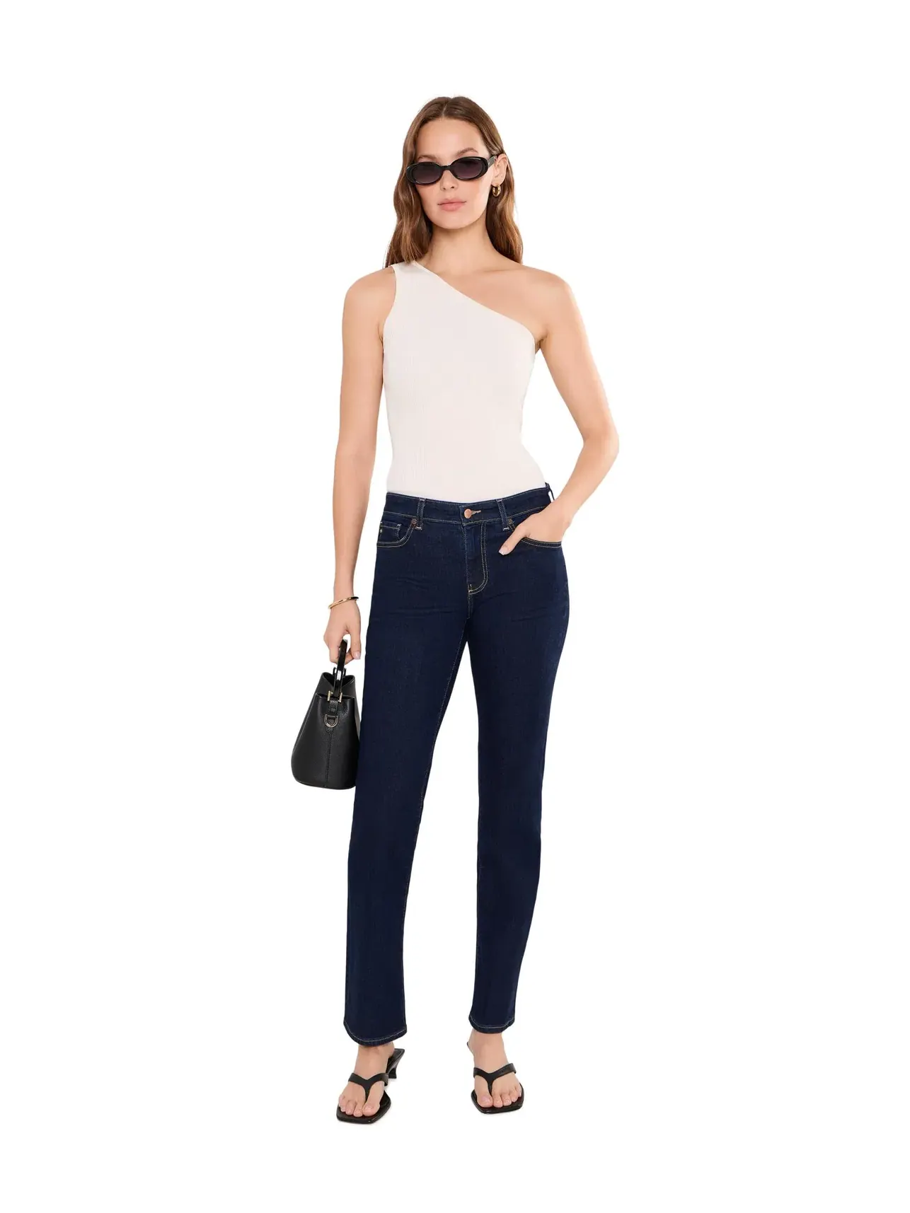 Джинсы прямые с низкой посадкой Sandra Ag Jeans — изображение 2 из 5, индиго