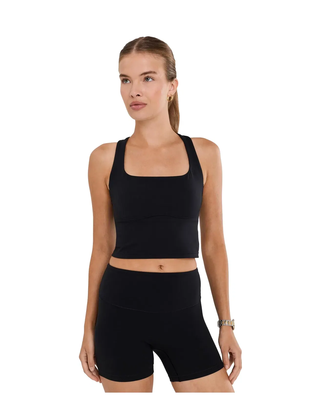 Топ-кроп со средней поддержкой Glowzone Medium Impact Cropped Tank Beyond Yoga — изображение 1 из 5, черный