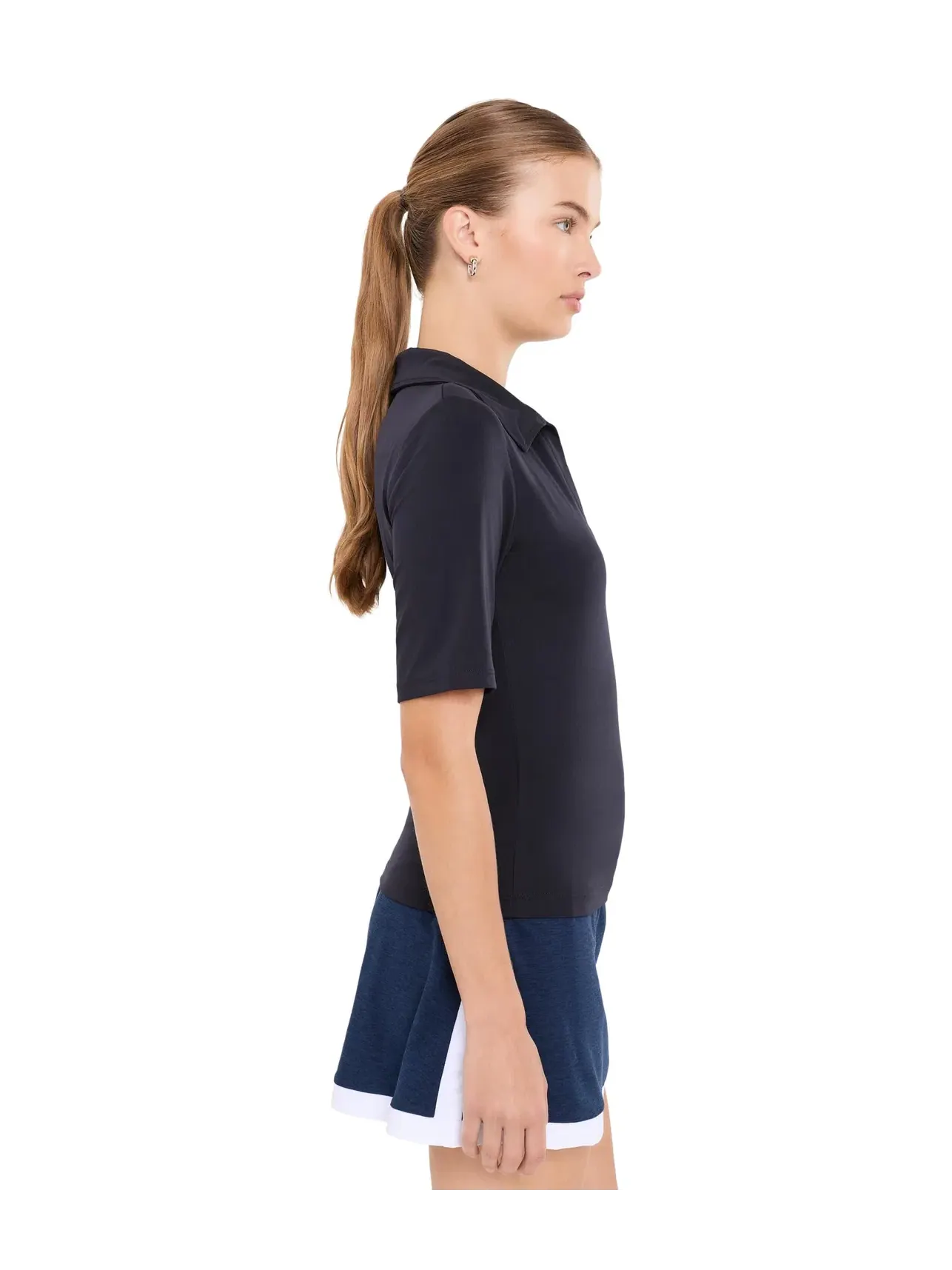 Поло спортивное с V-образным вырезом Sport Active V-Neck Polo Beyond Yoga — изображение 3 из 5, черный
