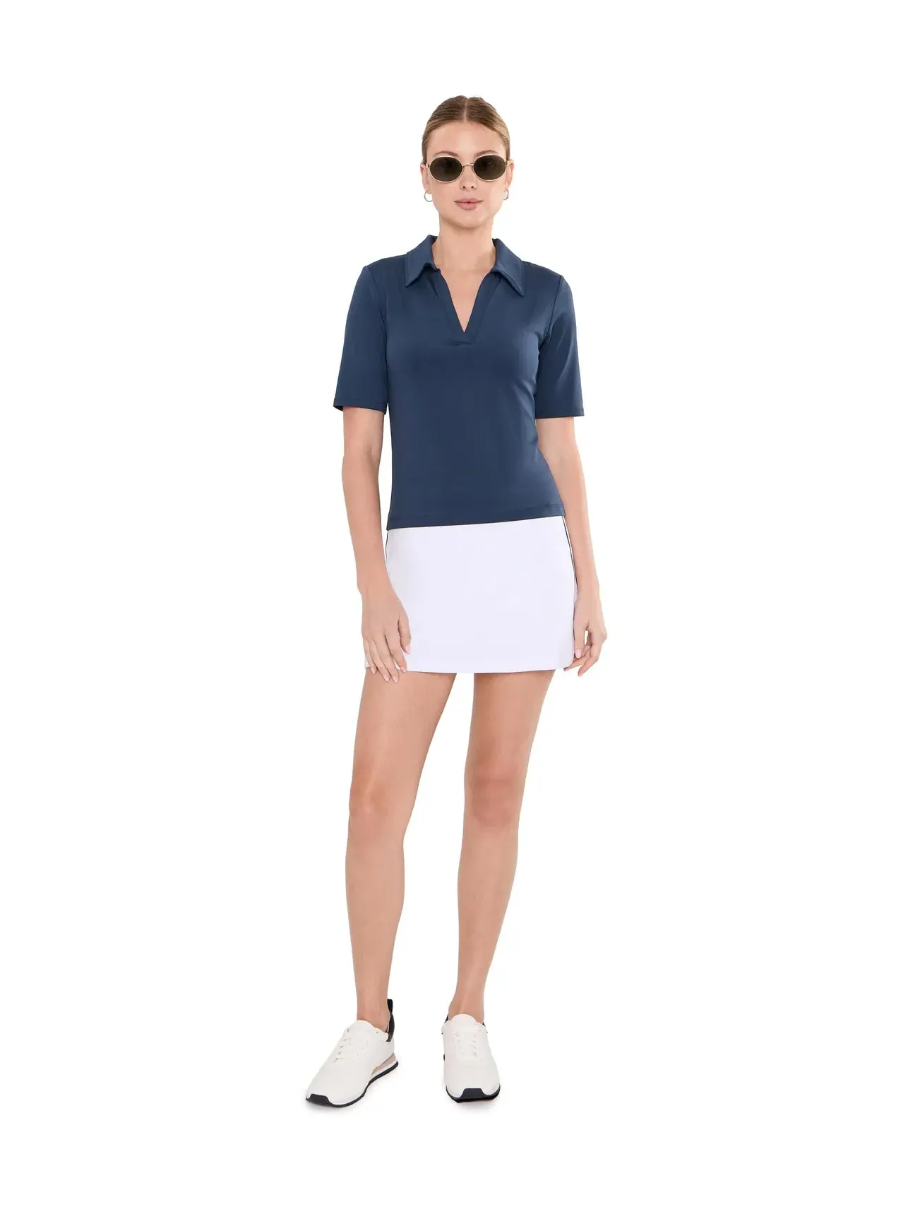Поло спортивное с V-образным вырезом Sport Active V-Neck Polo Beyond Yoga — изображение 2 из 5, темно-синий