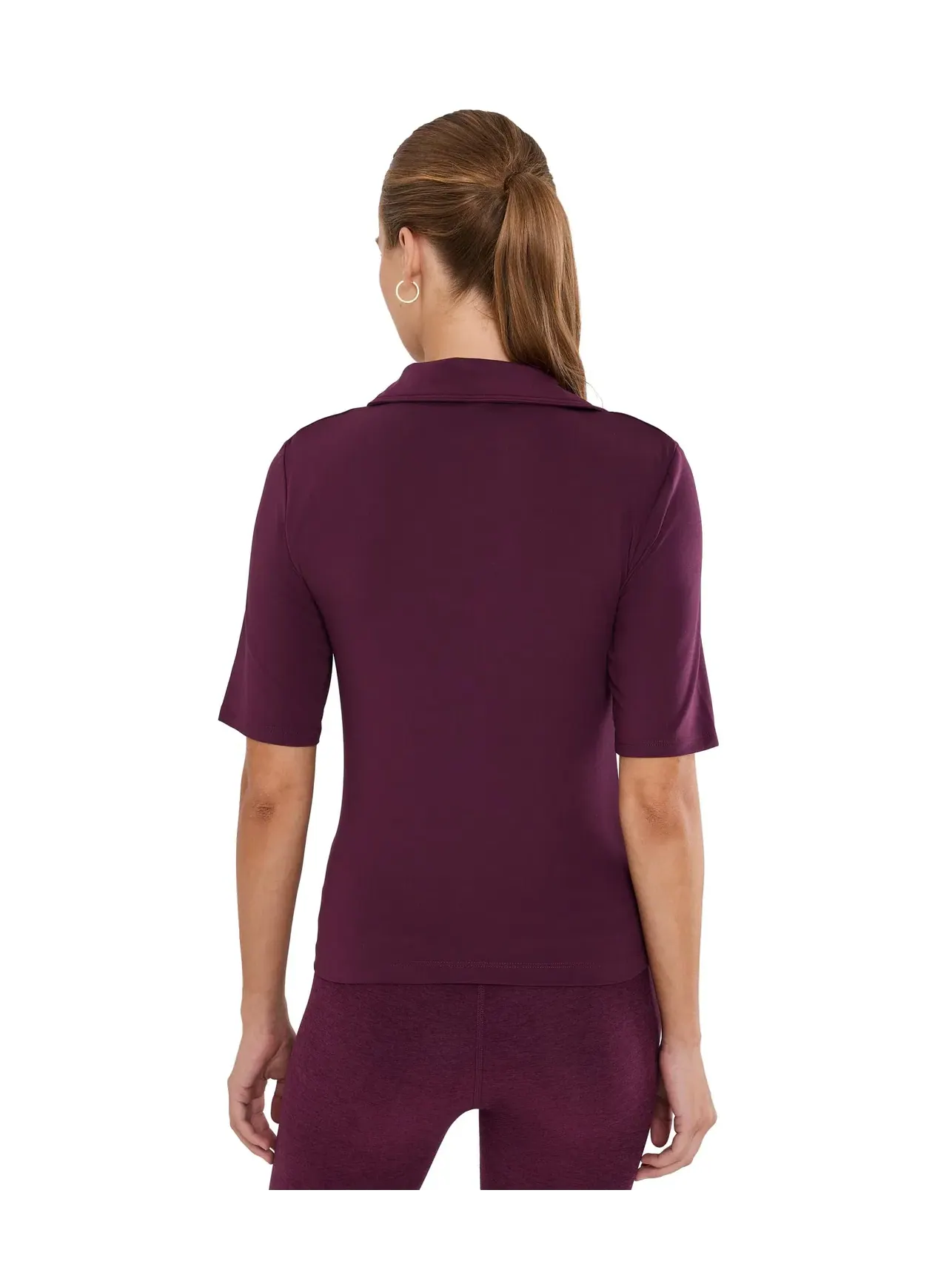Поло спортивное с V-образным вырезом Sport Active V-Neck Polo Beyond Yoga — изображение 4 из 5, кабернет