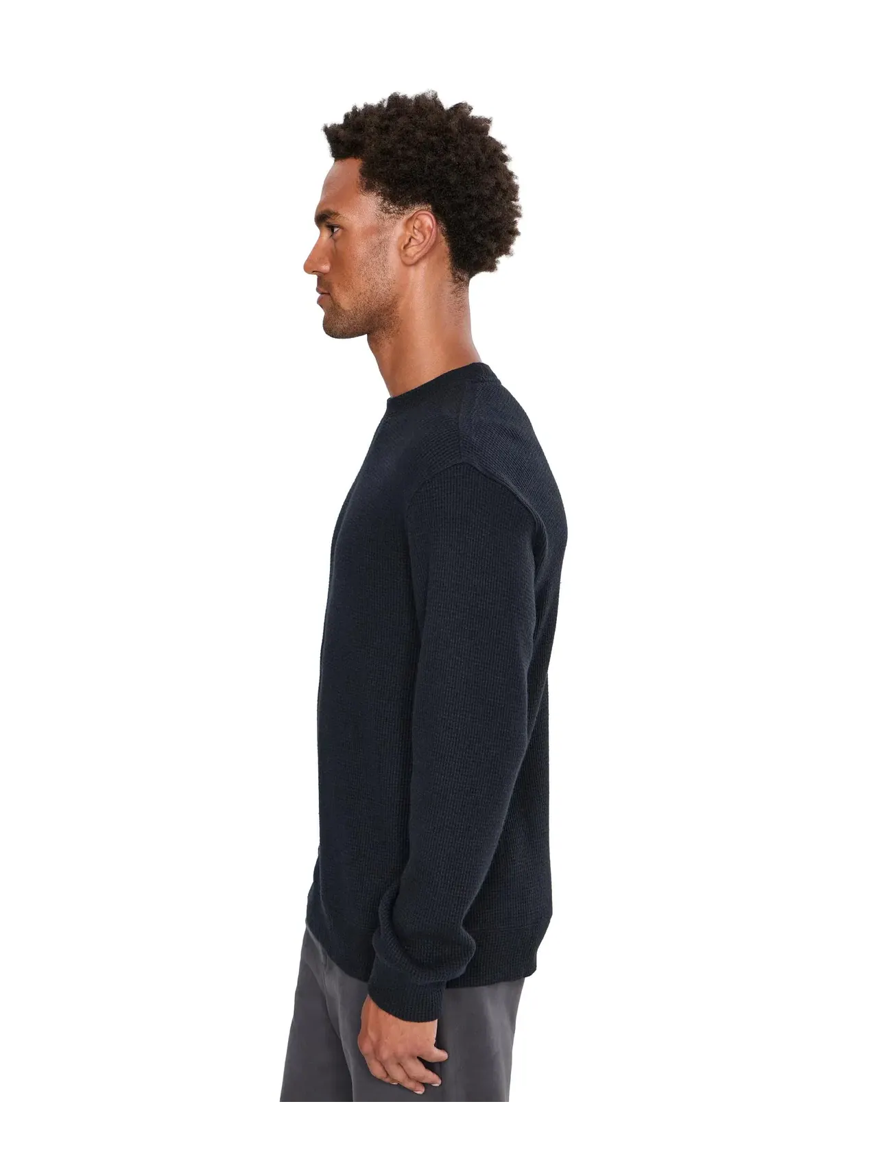 Топ из вафельного трикотажа с круглым вырезом Rest Day Waffle Crew Neck Beyond Yoga — изображение 3 из 5, черный