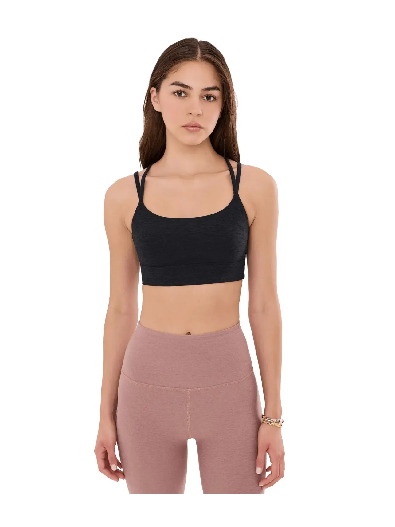 Бюстгальтер со бретелями-ремешками Spacedye Back To It Strappy Bra Beyond Yoga — изображение 1 из 5, самая темная ночь