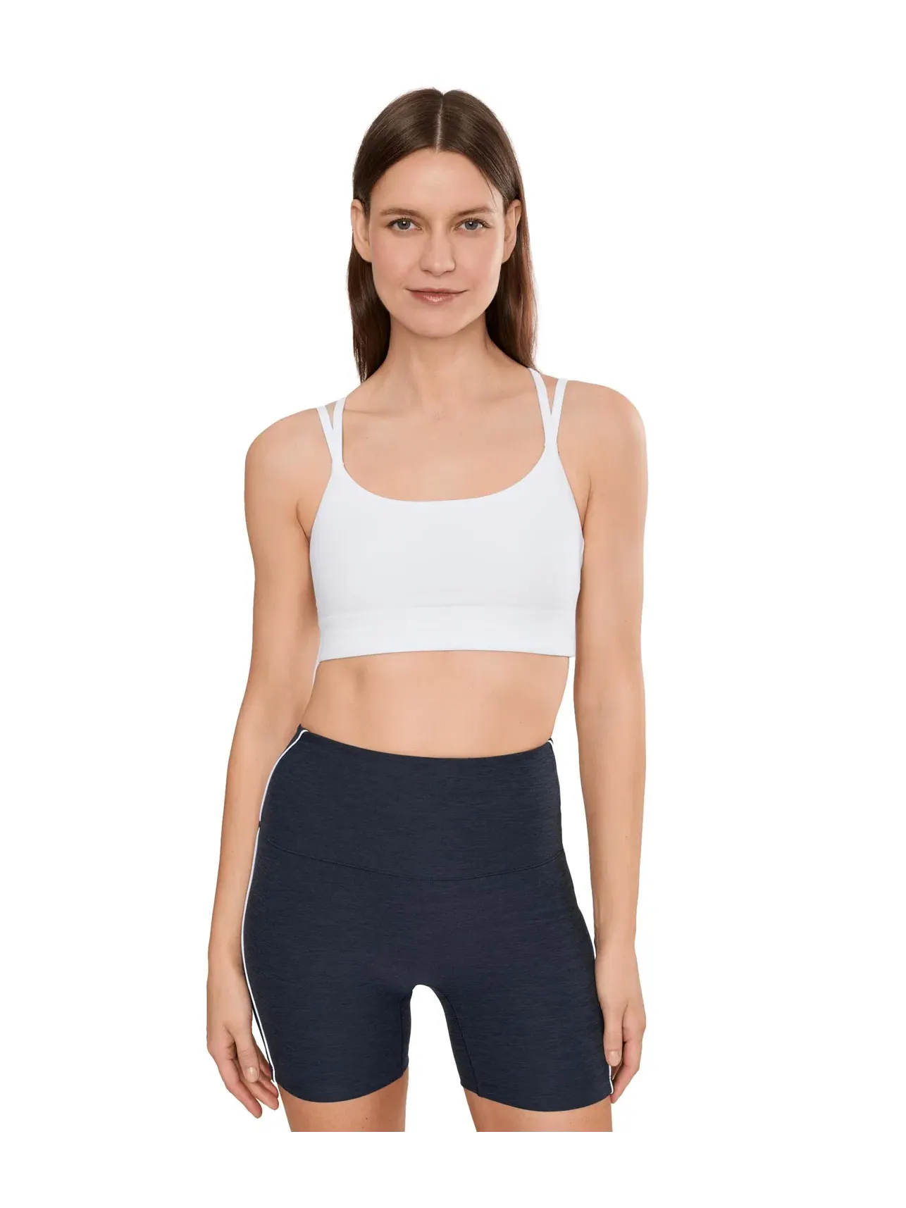 Бюстгальтер со бретелями-ремешками Spacedye Back To It Strappy Bra Beyond Yoga — изображение 1 из 5, белый