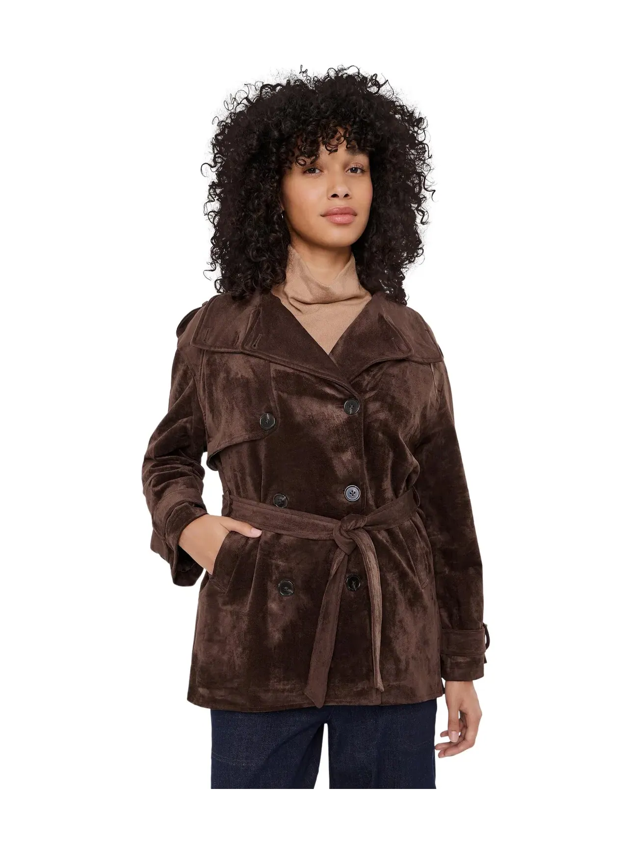 Тренч из искусственной замши темно-кофейного цвета Dark Coffee Faux Suede Trench Coat Blank Nyc — изображение 1 из 5