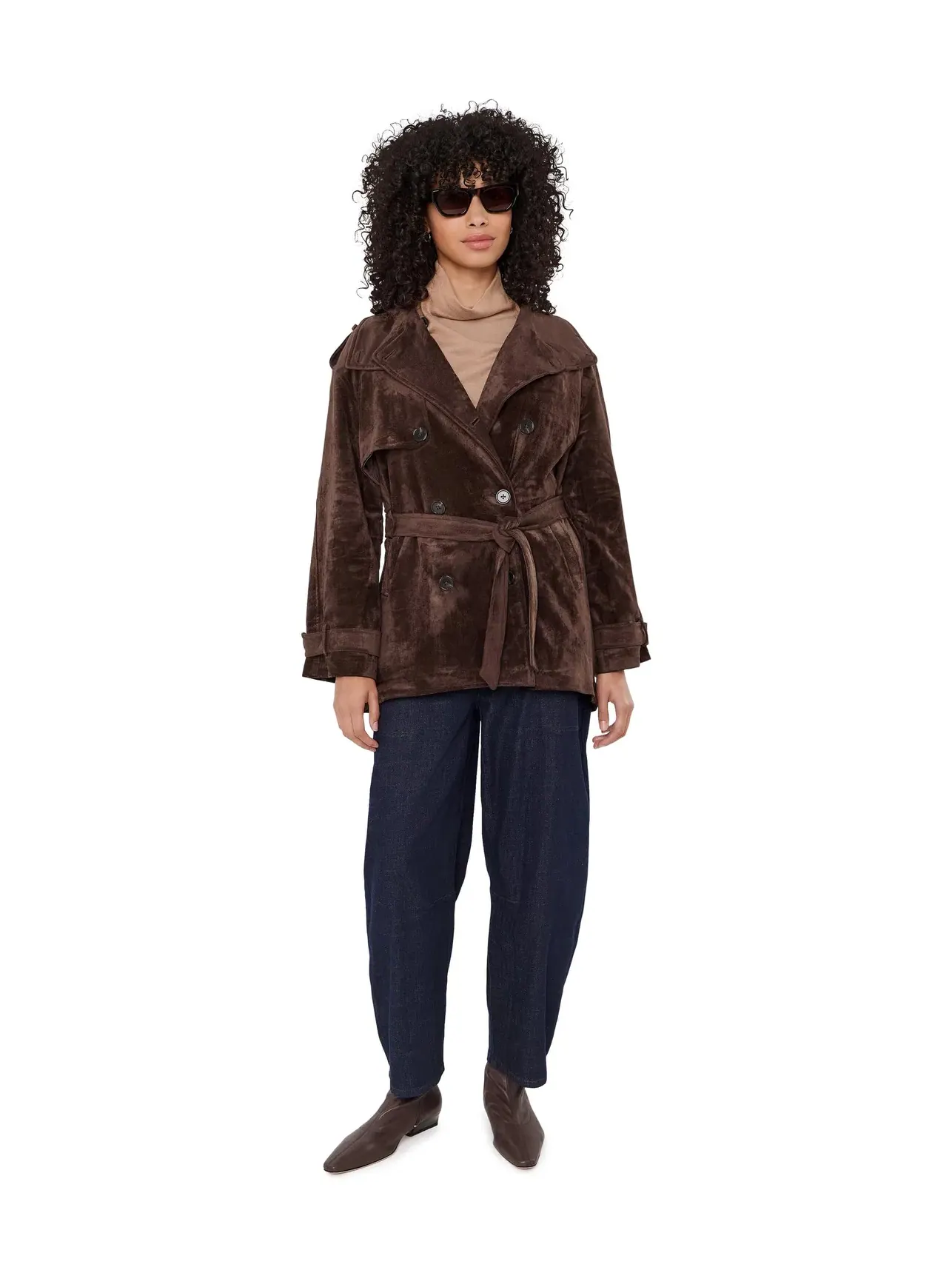 Тренч из искусственной замши темно-кофейного цвета Dark Coffee Faux Suede Trench Coat Blank Nyc — изображение 2 из 5