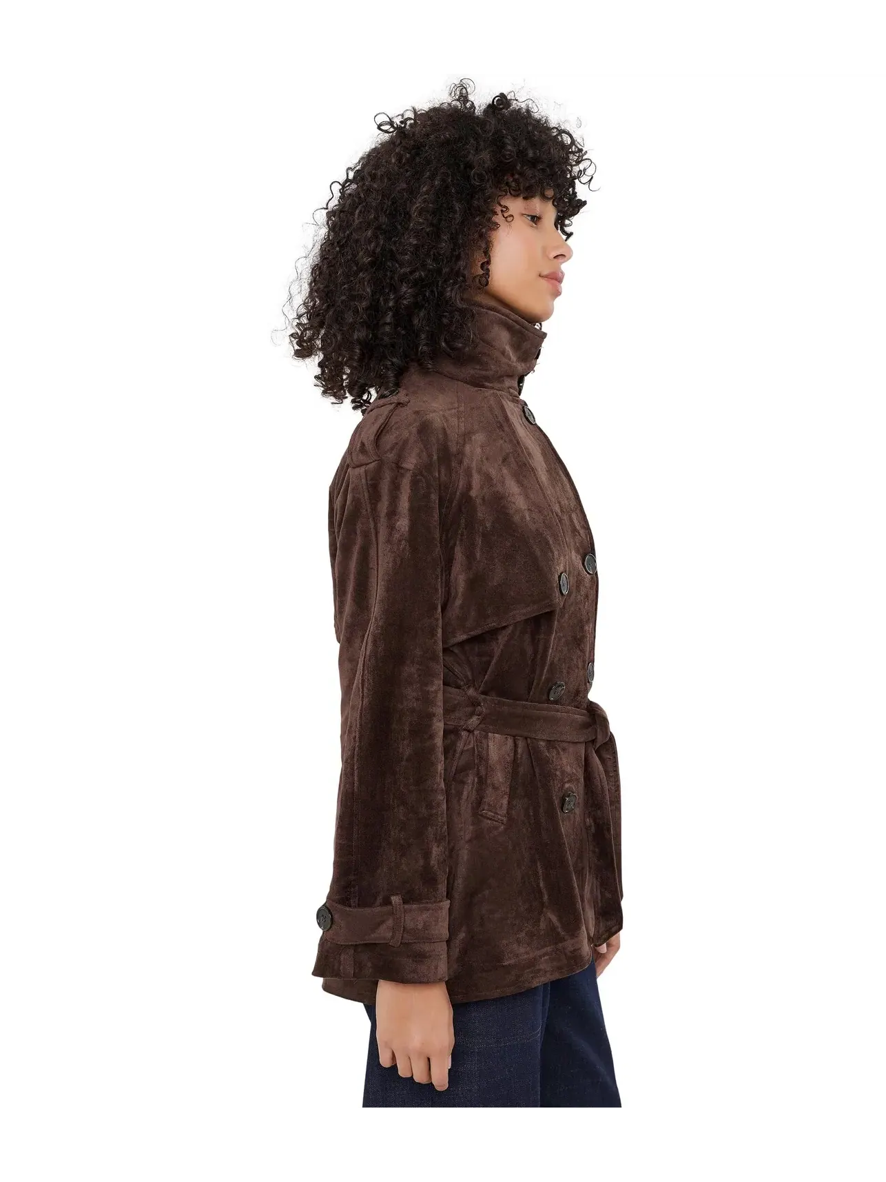 Тренч из искусственной замши темно-кофейного цвета Dark Coffee Faux Suede Trench Coat Blank Nyc — изображение 3 из 5