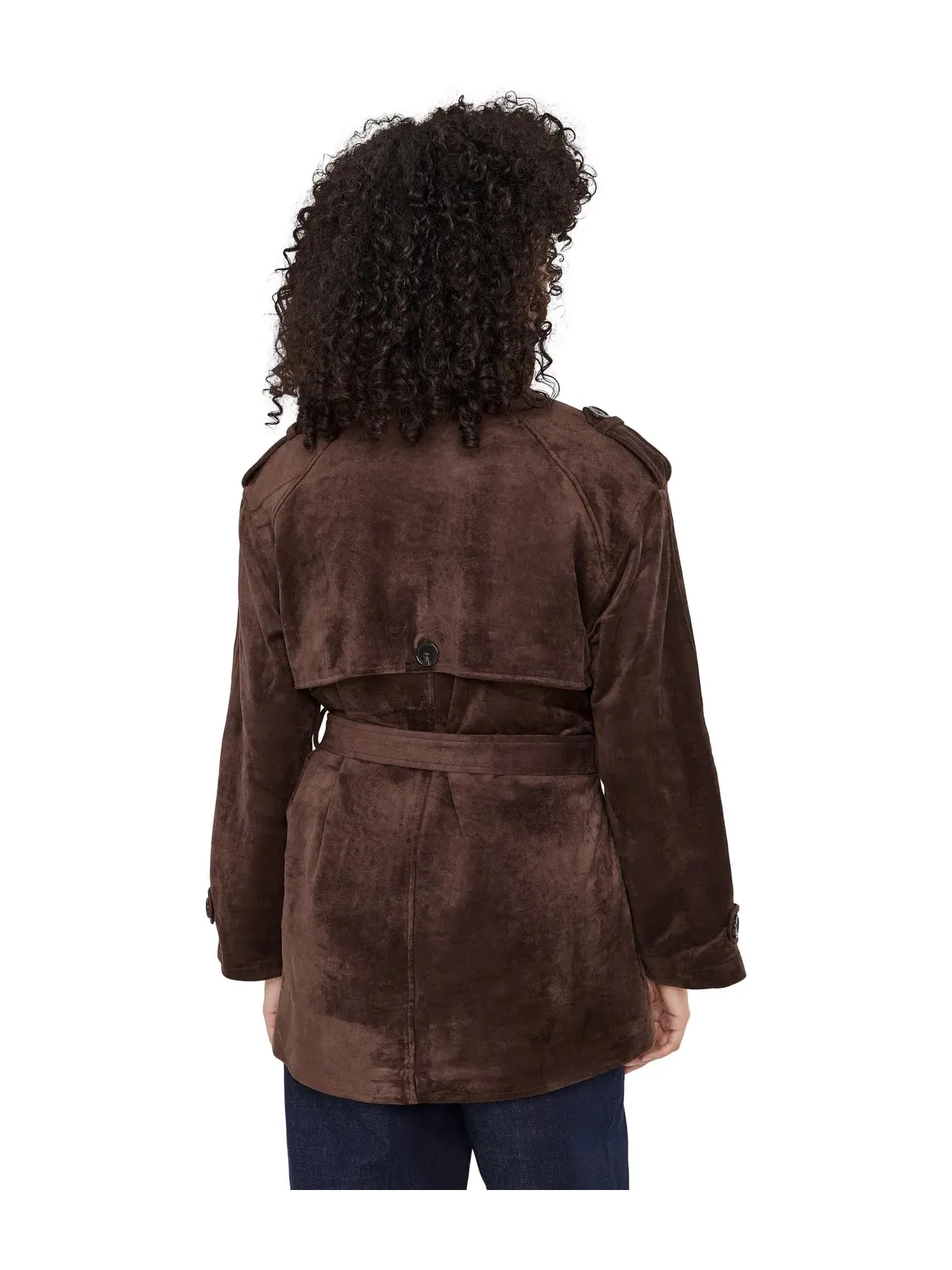 Тренч из искусственной замши темно-кофейного цвета Dark Coffee Faux Suede Trench Coat Blank Nyc — изображение 4 из 5