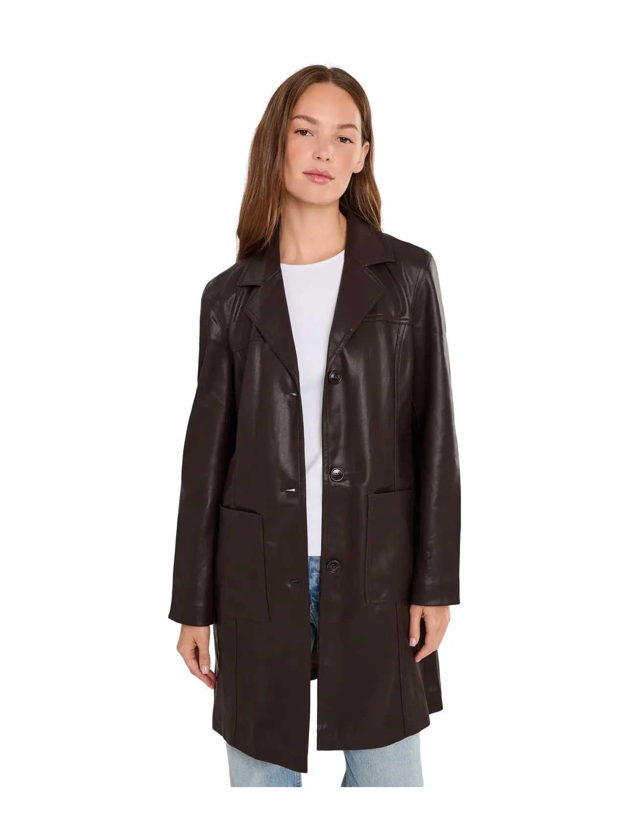 Кожаный тренч Morning Grind Leather Trench Coat Blank Nyc — изображение 1 из 5, коричневый