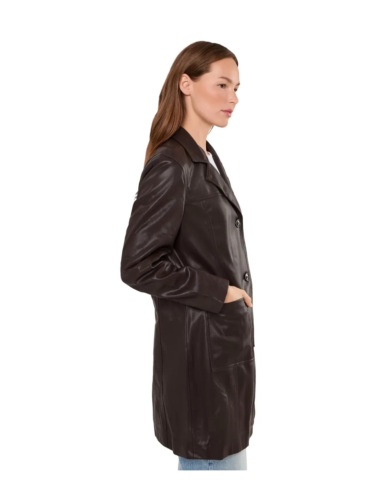 Кожаный тренч Morning Grind Leather Trench Coat Blank Nyc — изображение 3 из 5, коричневый