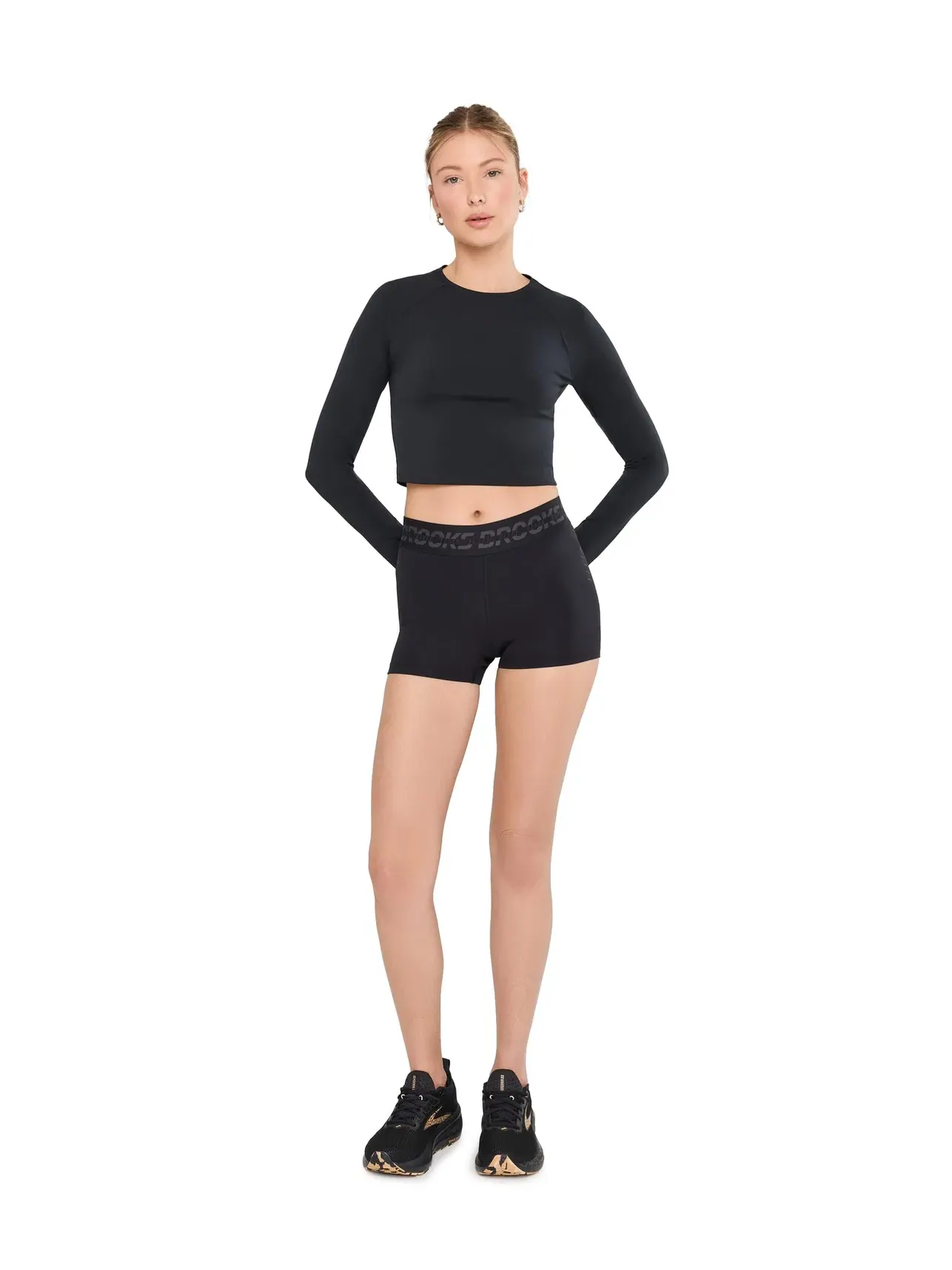 Лонгслив-кроп люксовый Luxe Crop Long Sleeve Brooks — изображение 2 из 5, черный