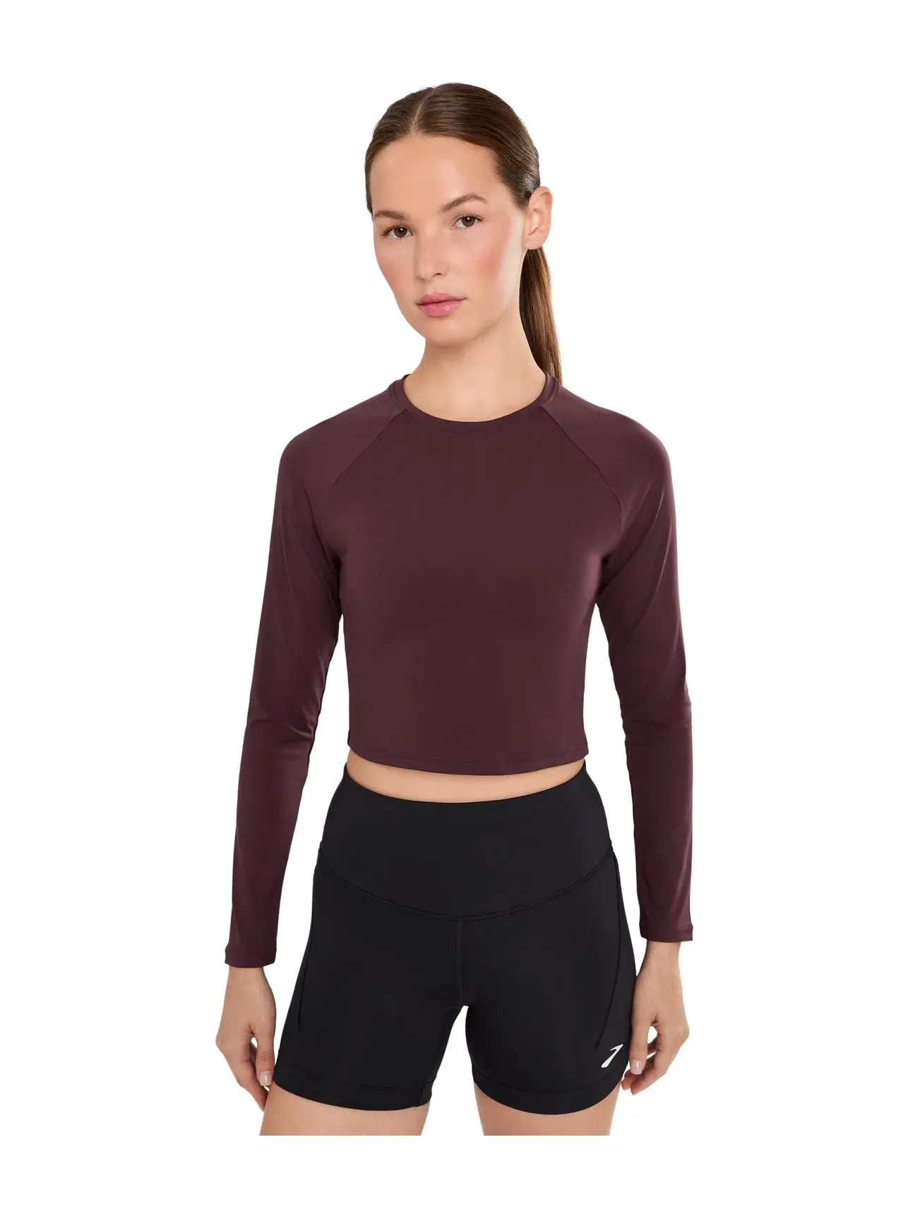 Лонгслив-кроп люксовый Luxe Crop Long Sleeve Brooks — изображение 1 из 5, какао