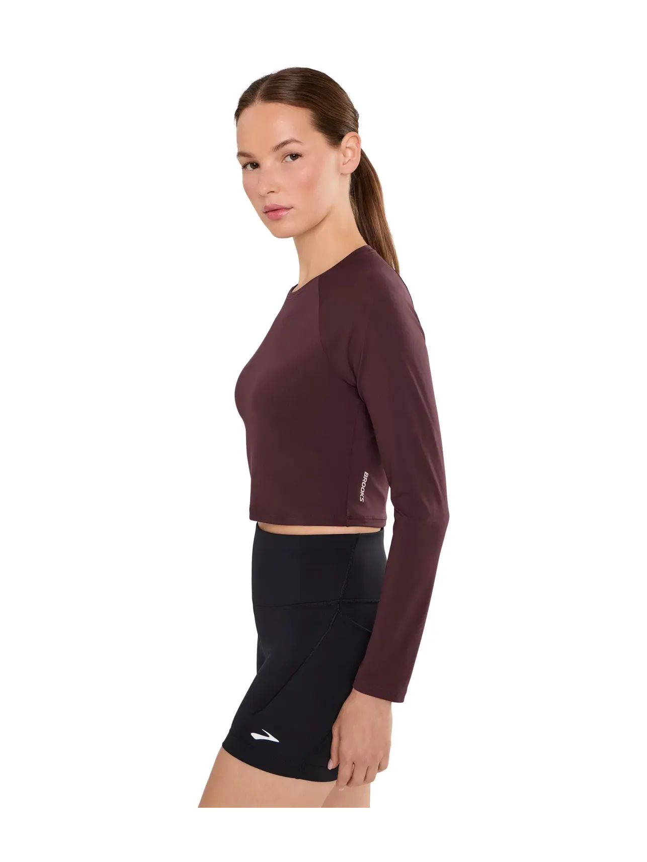 Лонгслив-кроп люксовый Luxe Crop Long Sleeve Brooks — изображение 3 из 5, какао