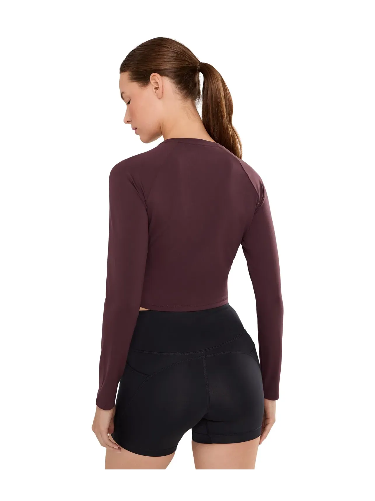Лонгслив-кроп люксовый Luxe Crop Long Sleeve Brooks — изображение 4 из 5, какао