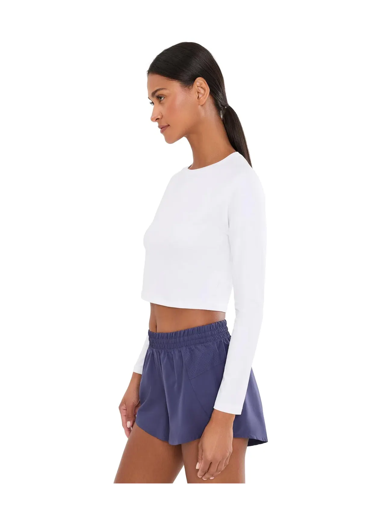 Лонгслив-кроп люксовый Luxe Crop Long Sleeve Brooks — изображение 3 из 5, белый