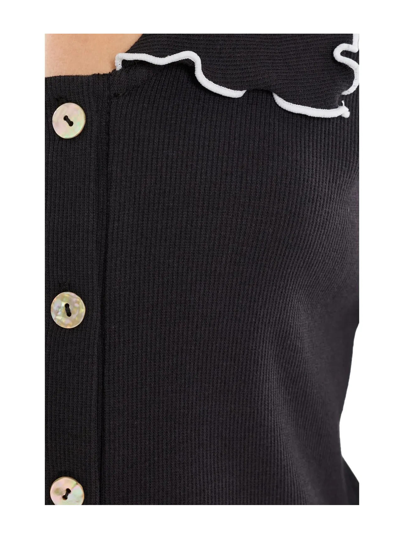 Лонгслив с V-образным вырезом на пуговицах и отделкой Lettuce Trim V-Neck Long Sleeve Button Down Cece — изображение 5 из 5