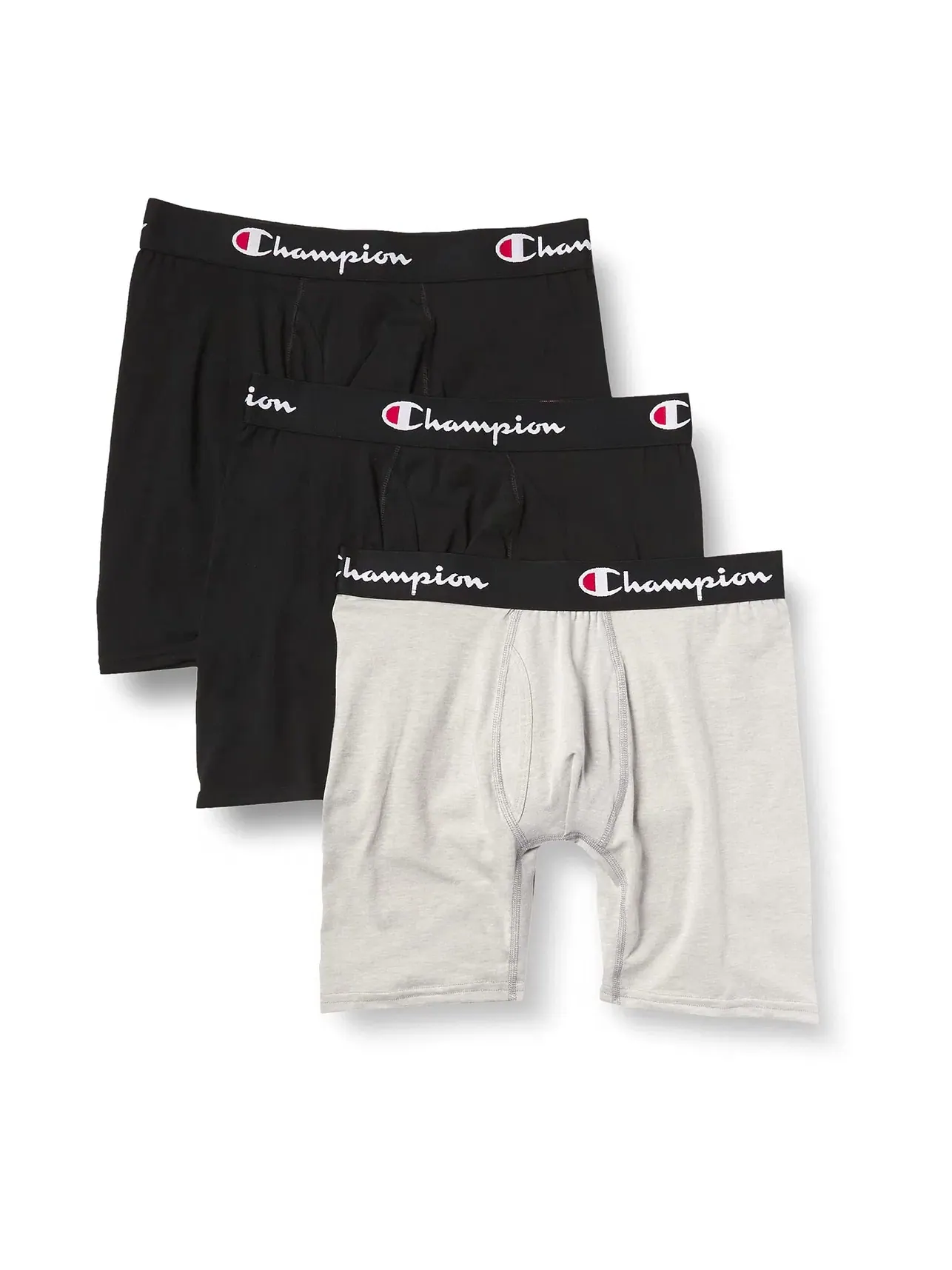 Боксеры-брифы из хлопка со стрейчем, 3 пары Everyday Cotton Stretch Boxer Briefs 3-Pack Champion — изображение 1 из 3, серый