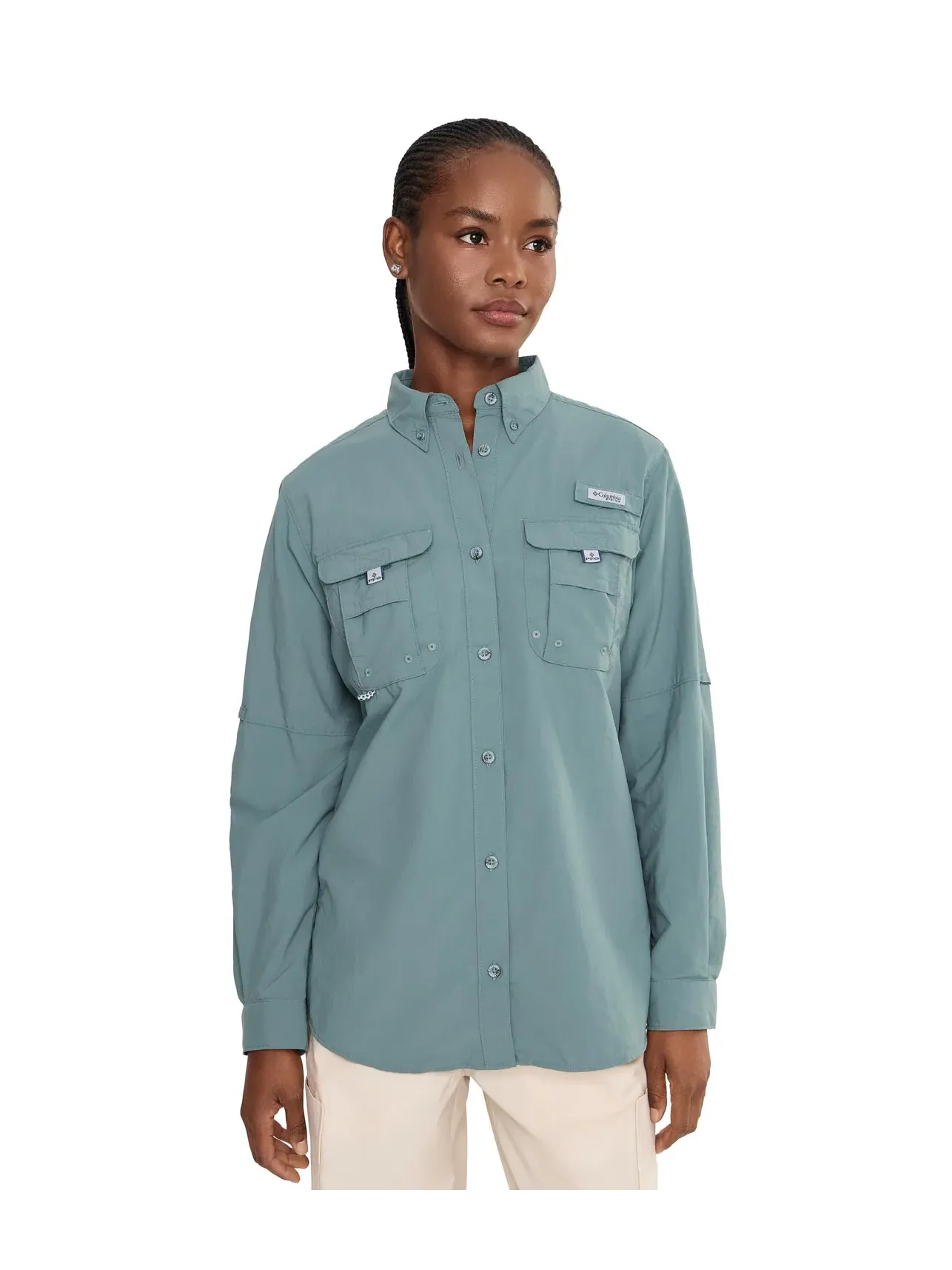 Лонгслив PFG Bahama II Long Sleeve Columbia — изображение 1 из 5, серебристый