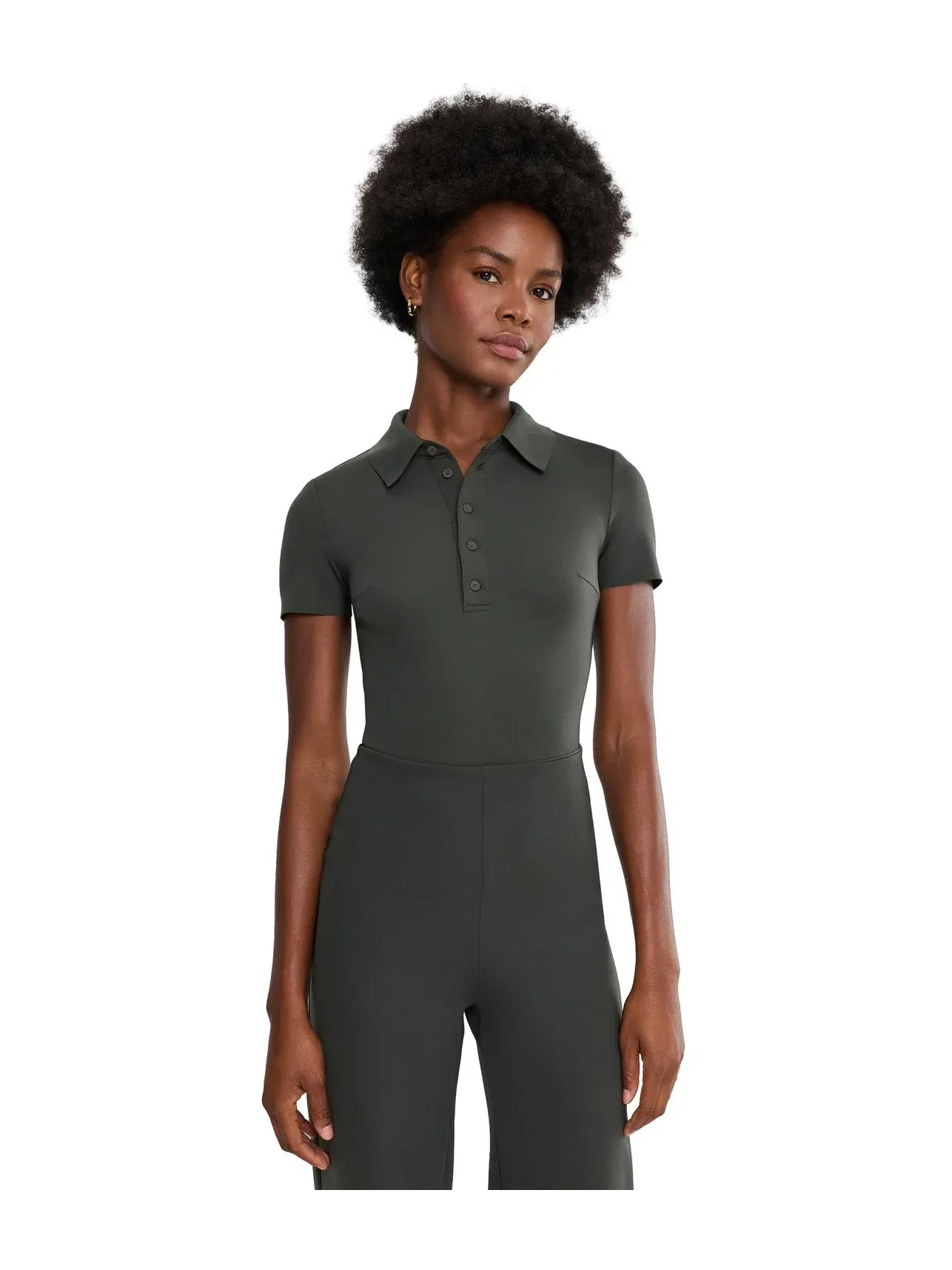 Боди-поло из неопрена Neoprene Polo Bodysuit Commando — изображение 1 из 5, каштанный