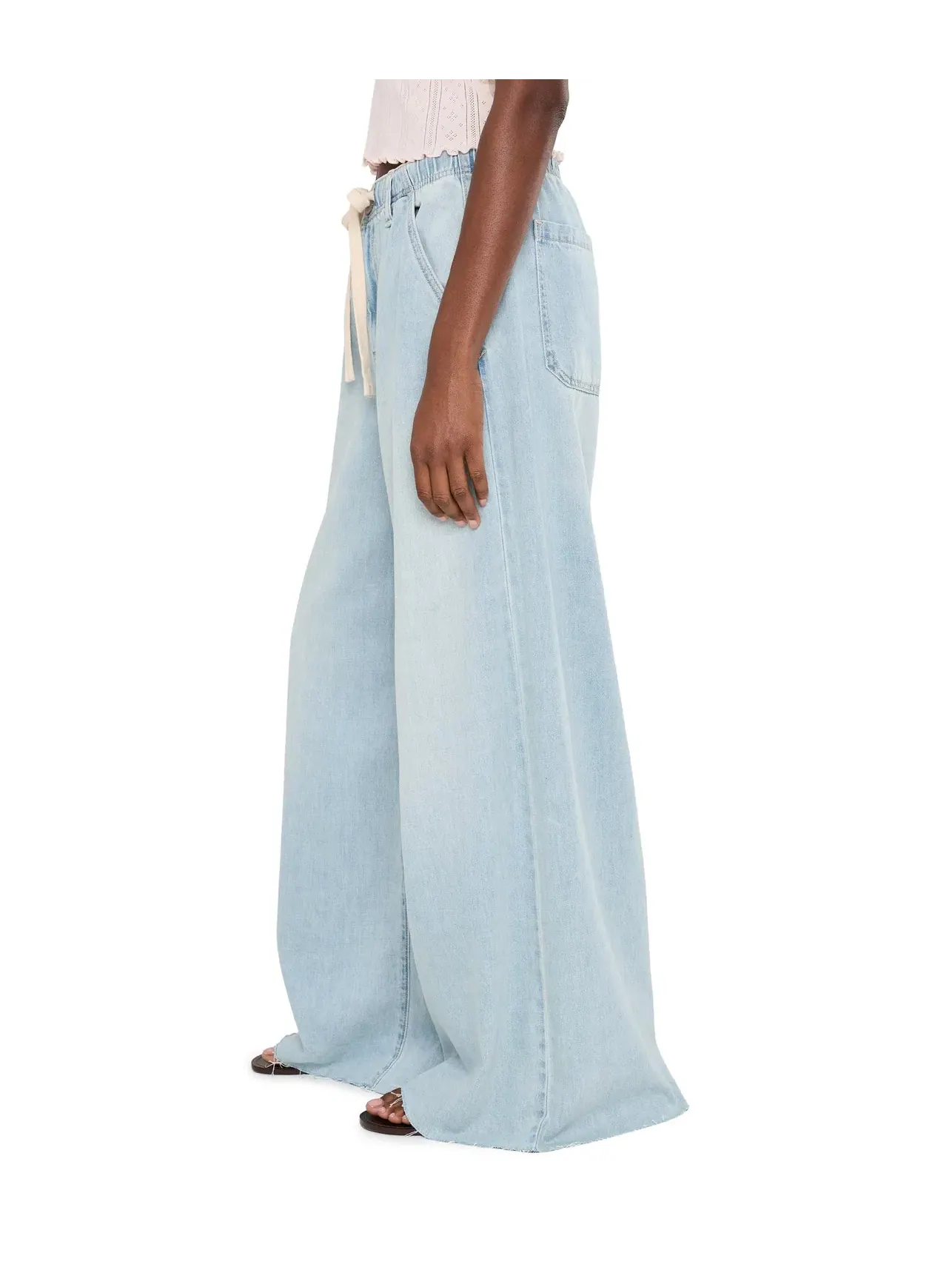 Джинсы широкие на резинке Cabana Wide Leg Pull-On in Charmed Daze — изображение 3 из 5, чарм