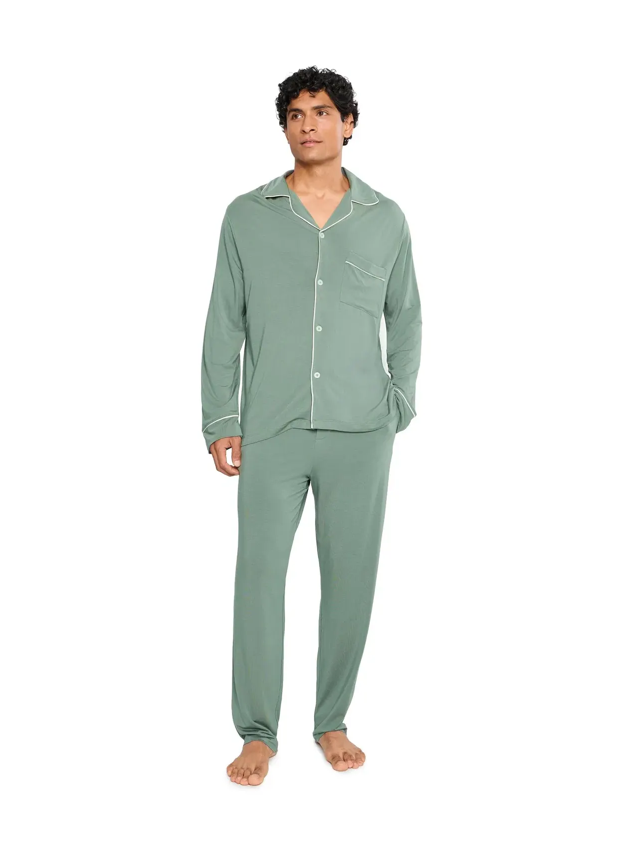 Длинная пижама из модала William Tencel Eberjey — изображение 1 из 4, слоновая кость