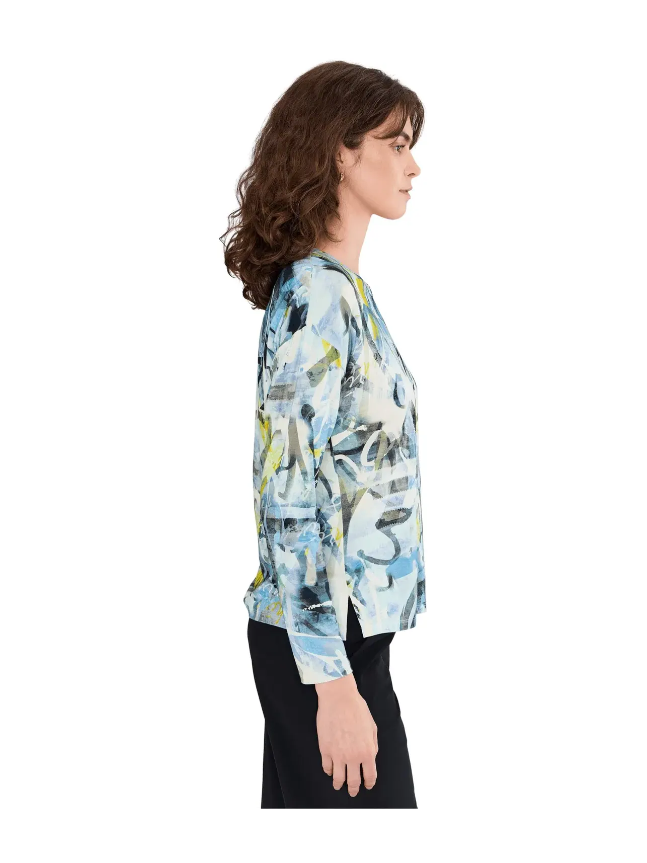 Топ с длинным рукавом, круглым вырезом и принтом Collage - Long Sleeve Crew Neck Printed Top Elliott Lauren, синий мульти