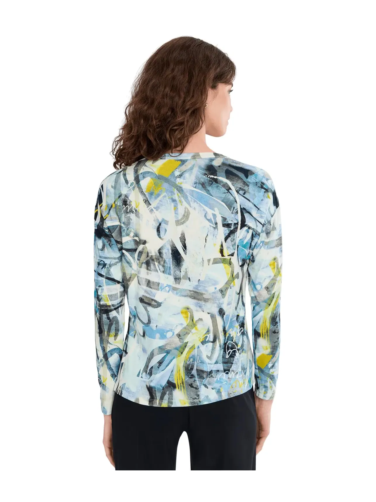 Топ с длинным рукавом, круглым вырезом и принтом Collage - Long Sleeve Crew Neck Printed Top Elliott Lauren, синий мульти