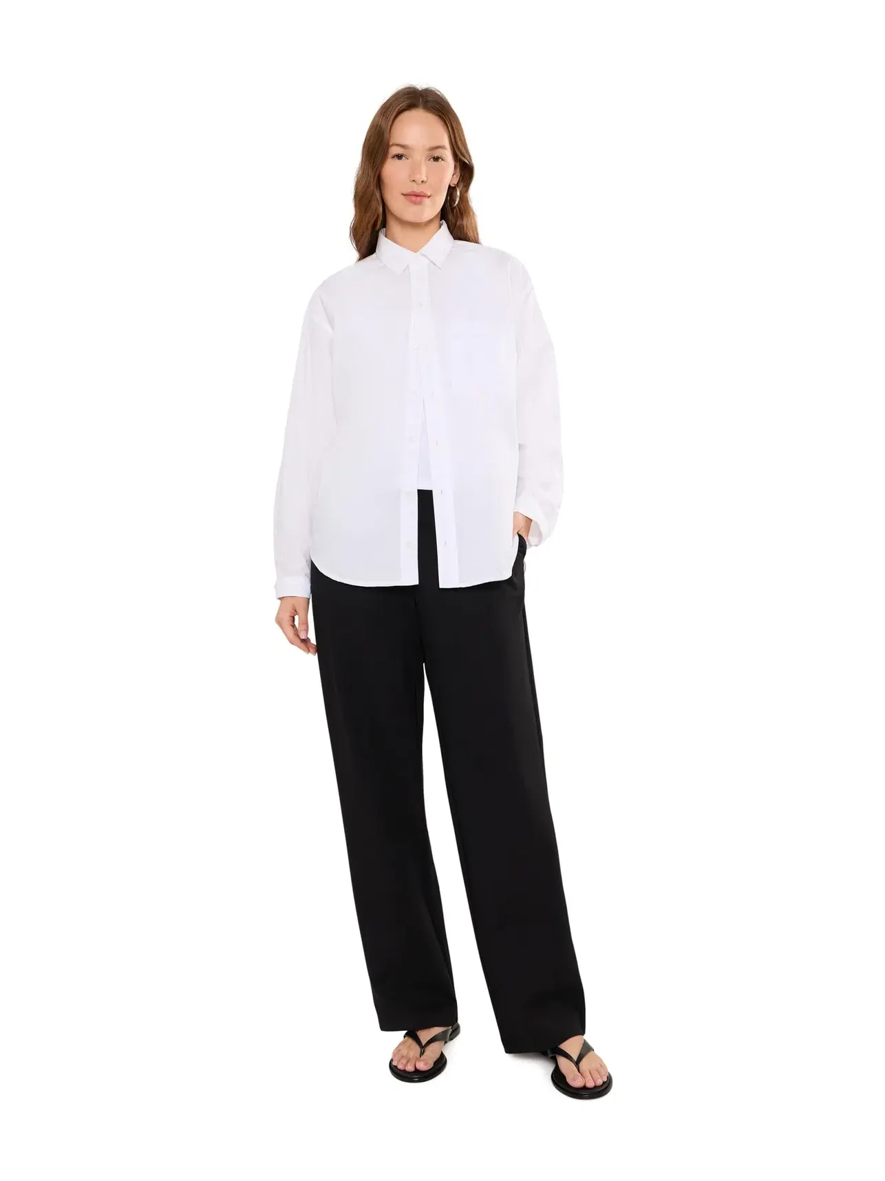 Моющиеся брюки из ткани Flex Ponte полной длины Eileen Fisher — изображение 2 из 5, черный
