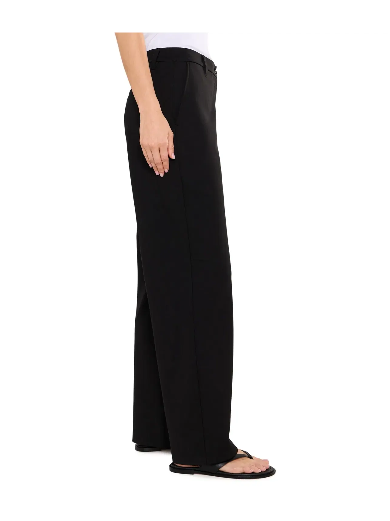 Моющиеся брюки из ткани Flex Ponte полной длины Eileen Fisher — изображение 3 из 5, черный