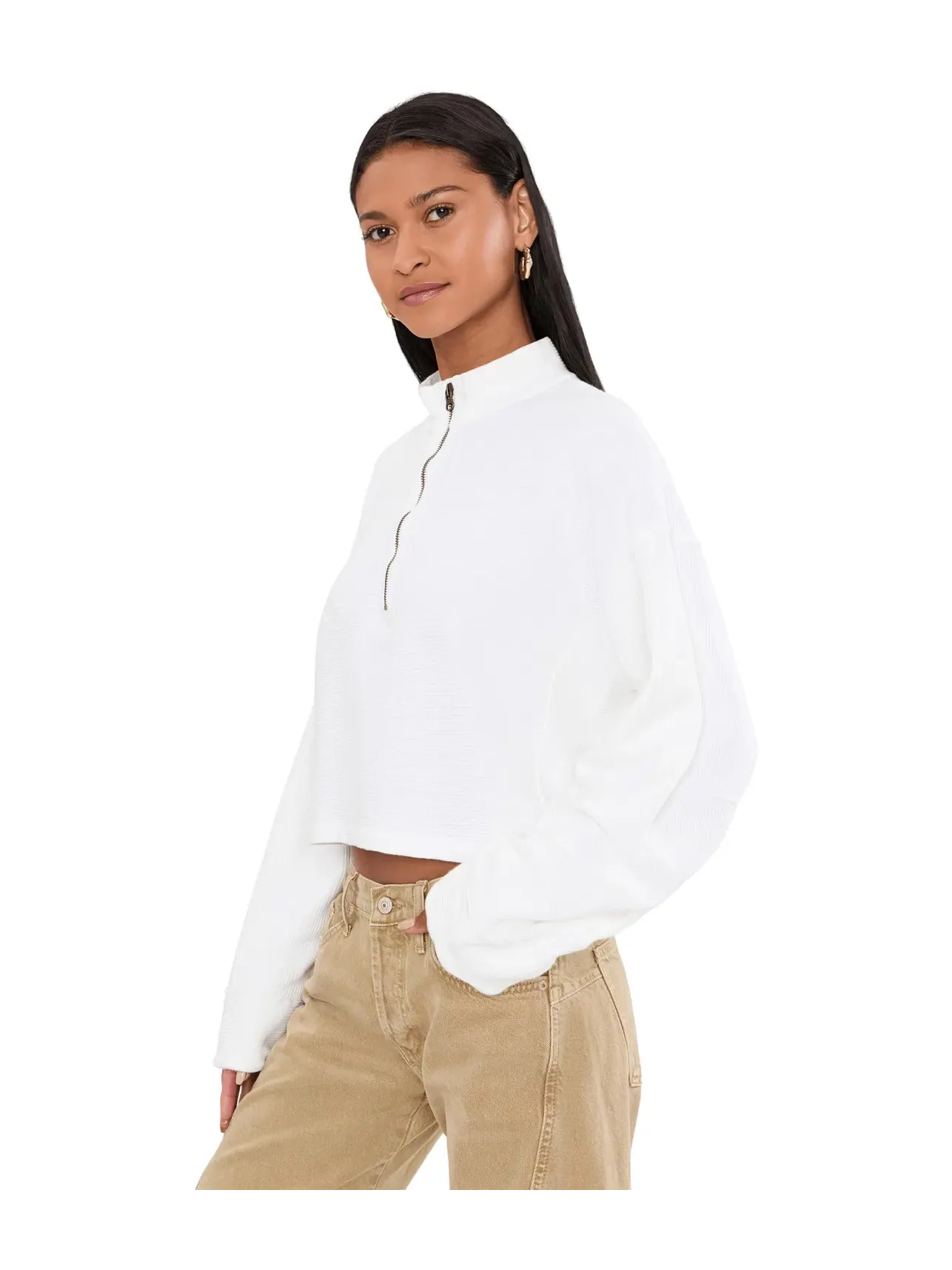 Толстовка на молнии 1/4 We The Free Celeste Quarter Zip Free People — изображение 3 из 5, слоновая кость