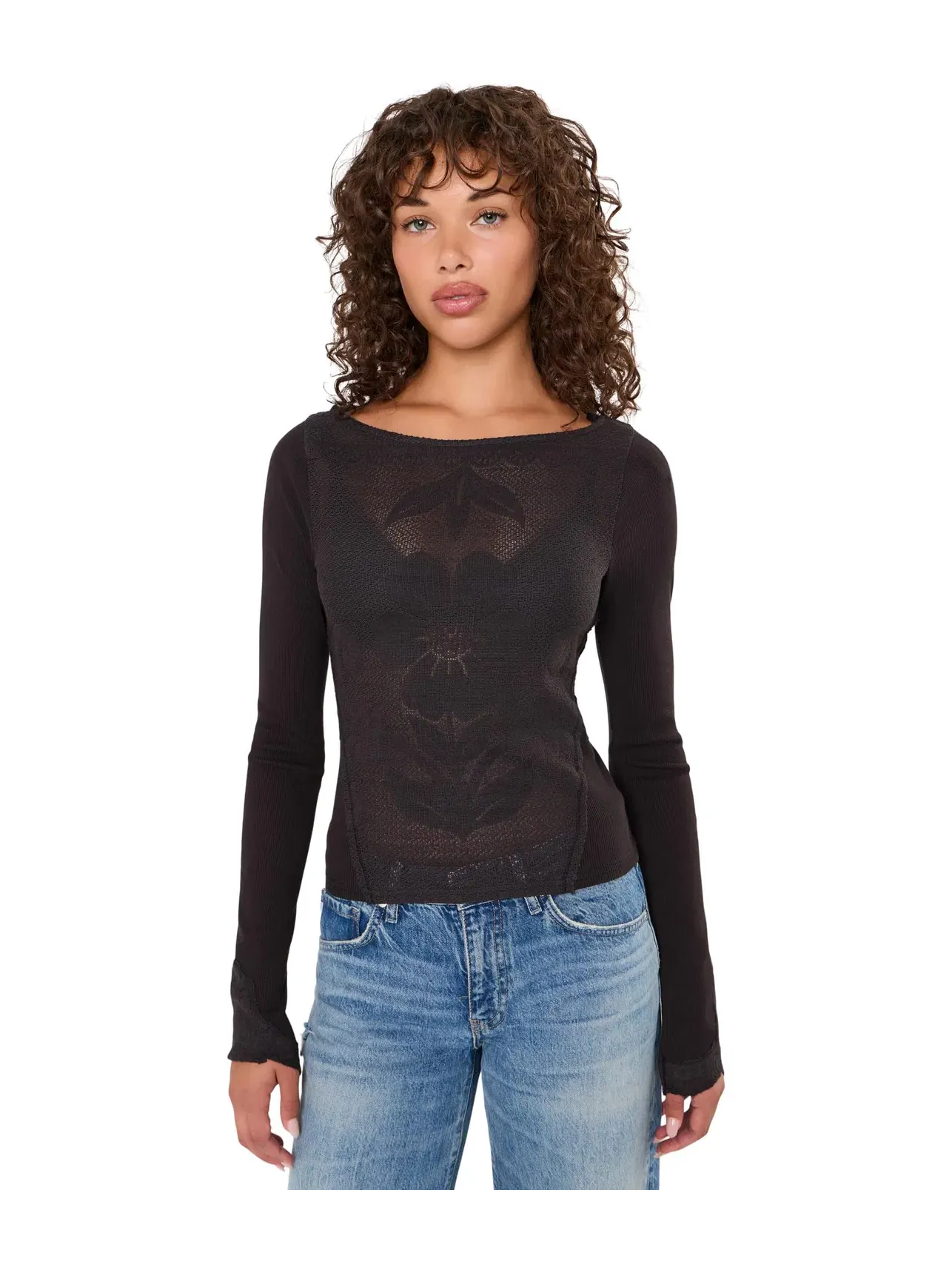 Футболка с длинными рукавами Delilah Free People — изображение 1 из 5, черный