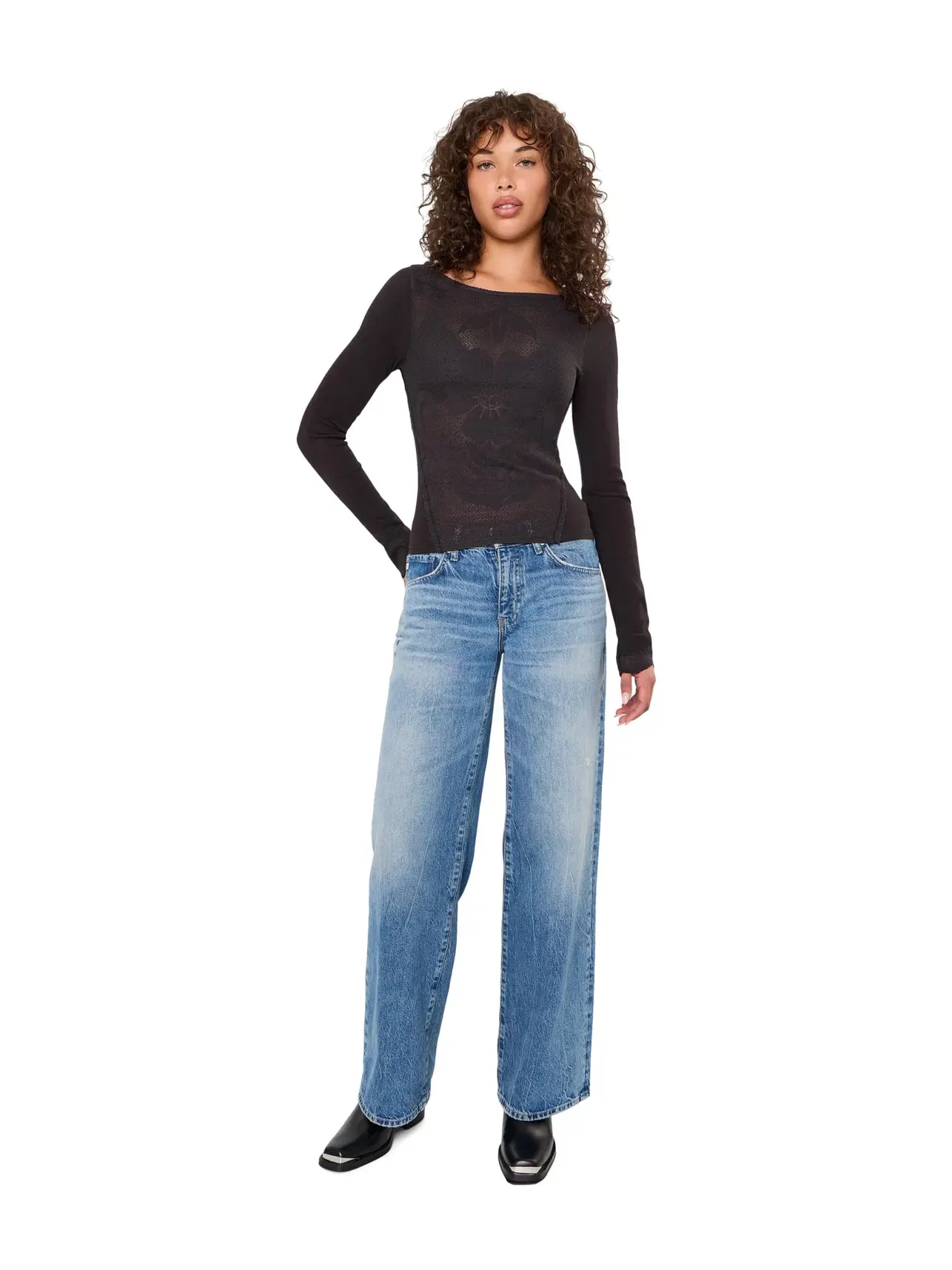 Футболка с длинными рукавами Delilah Free People — изображение 2 из 5, черный