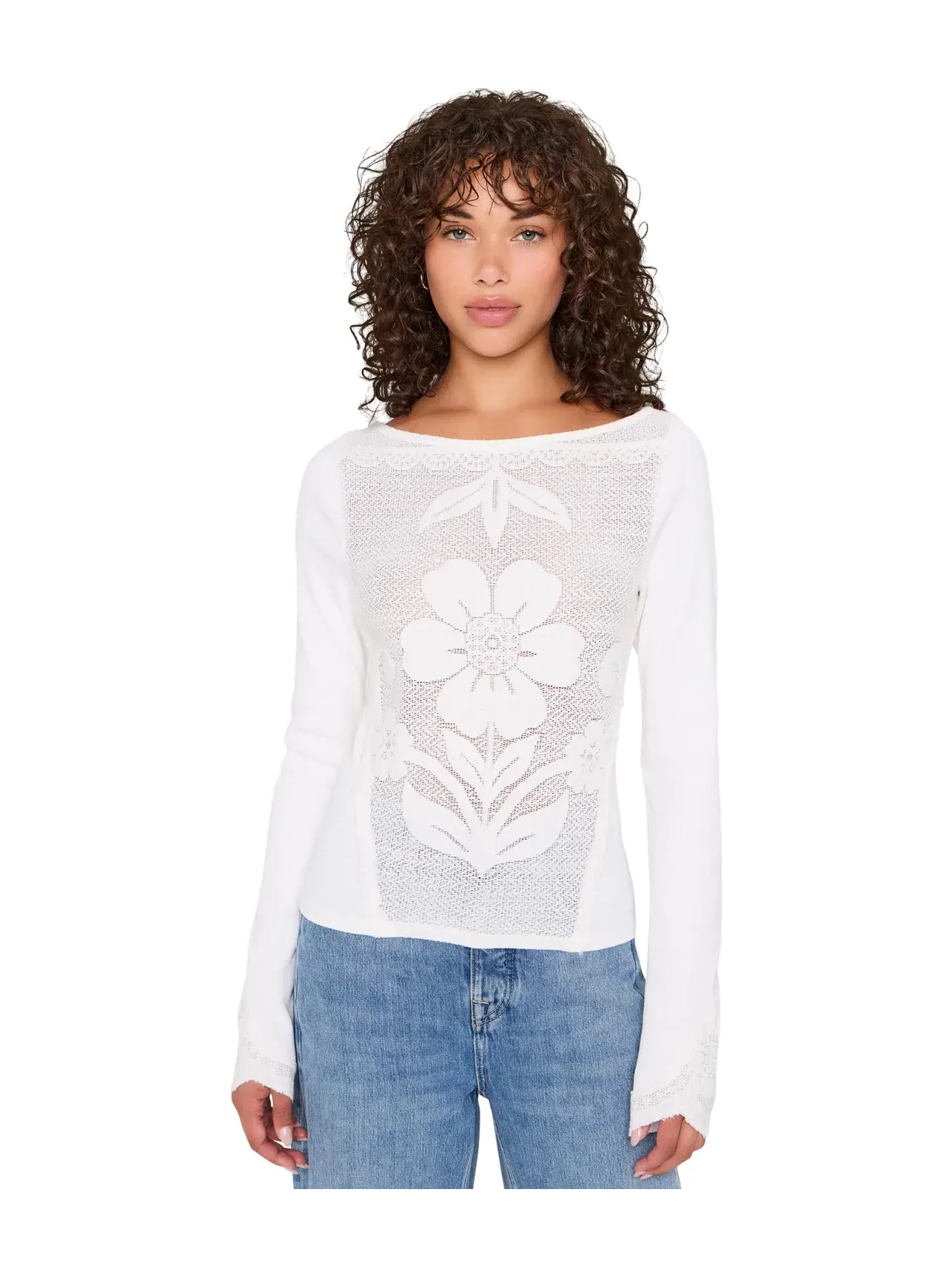 Футболка с длинными рукавами Delilah Free People — изображение 1 из 5, слоновая кость
