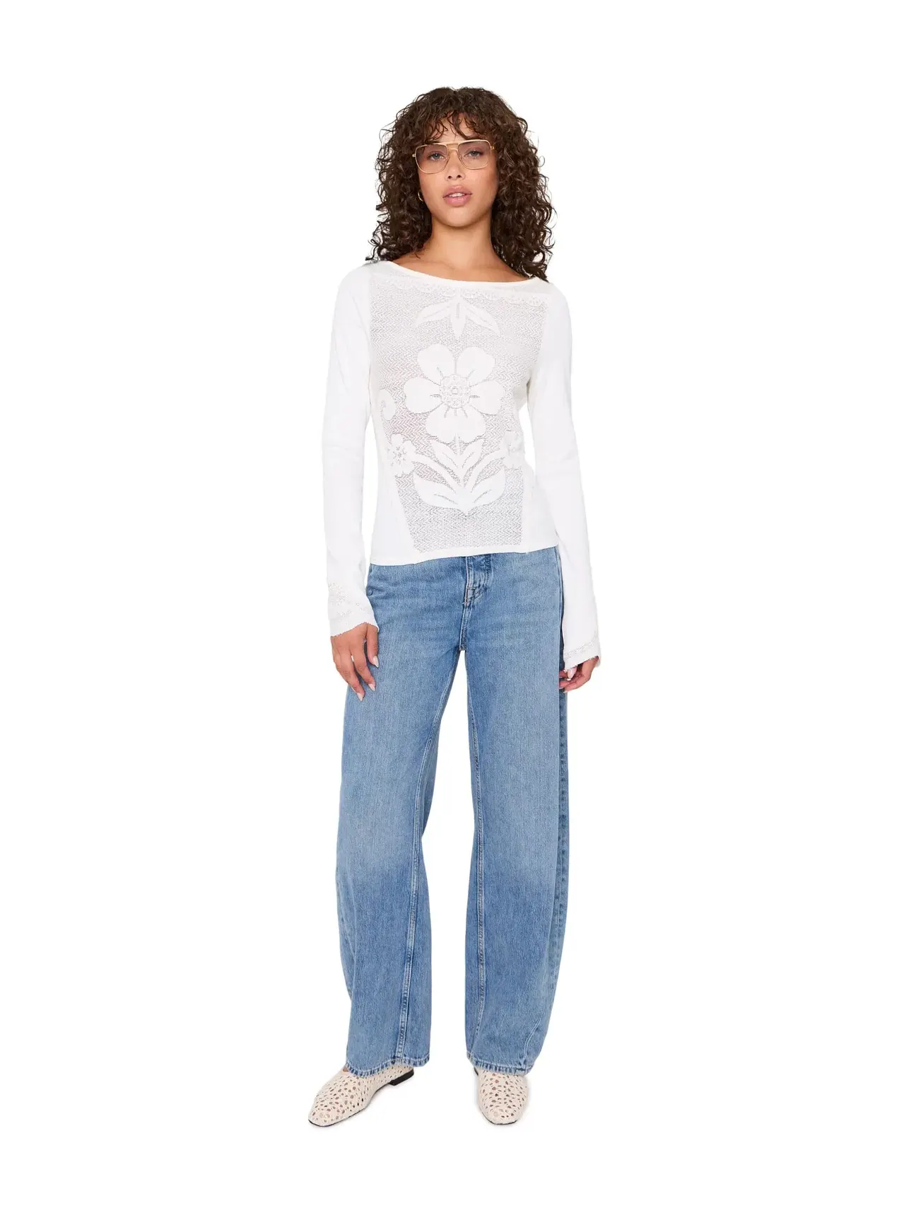 Футболка с длинными рукавами Delilah Free People — изображение 2 из 5, слоновая кость