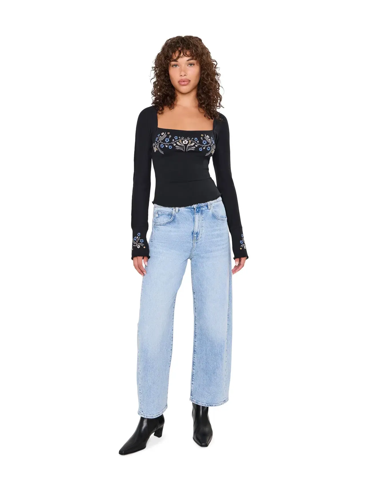 Лонгслив Olivia Long Sleeve Top Free People — изображение 2 из 5, черный