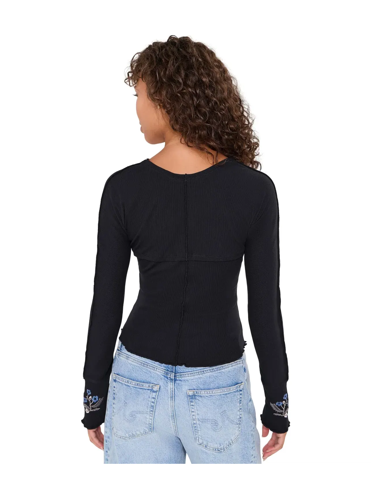 Лонгслив Olivia Long Sleeve Top Free People — изображение 4 из 5, черный