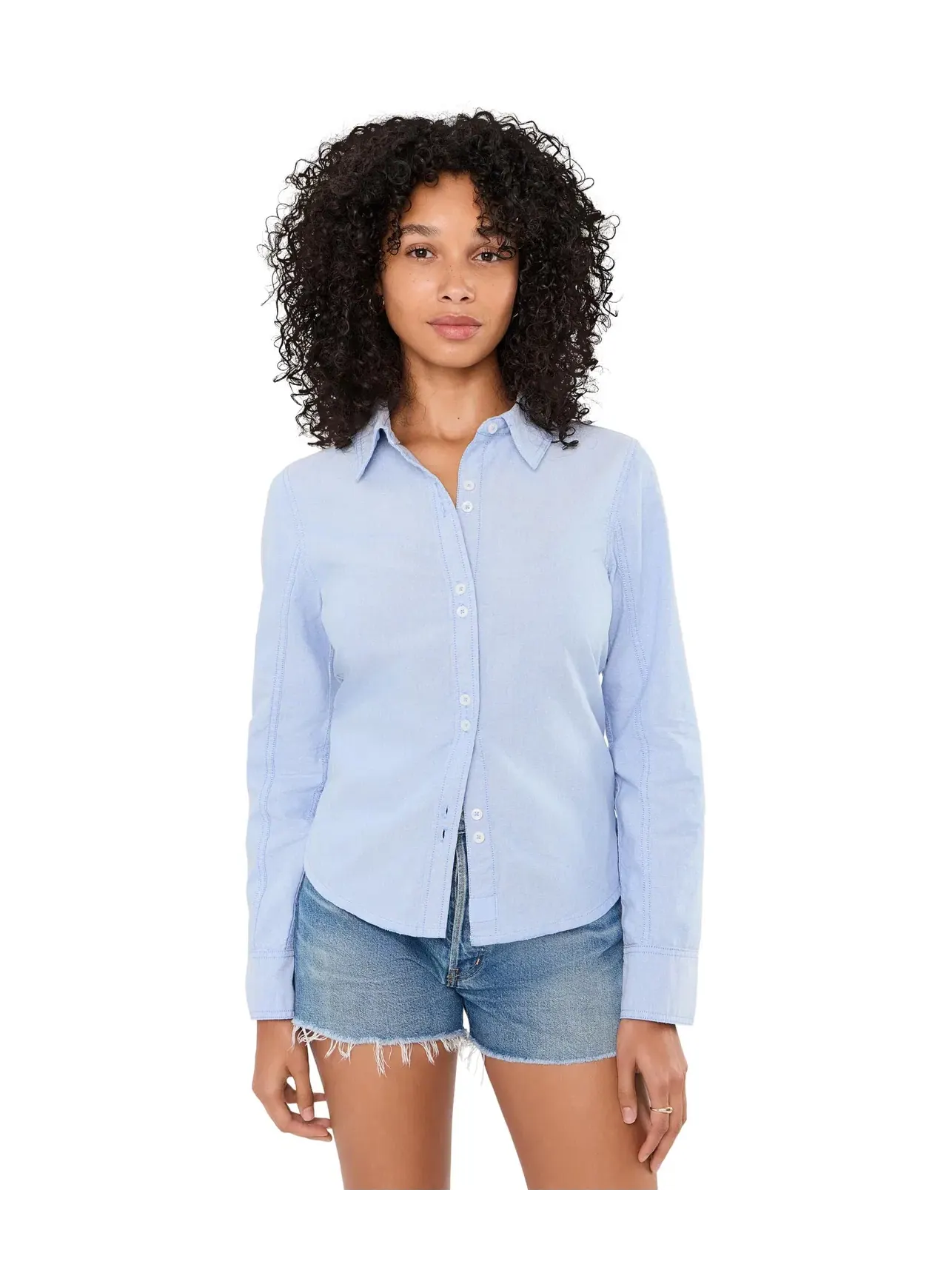 Оксфордская рубашка Benny Slim Oxford Free People — изображение 1 из 5, синий