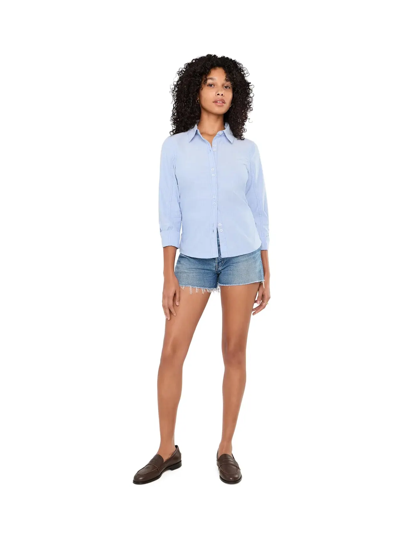 Оксфордская рубашка Benny Slim Oxford Free People — изображение 2 из 5, синий