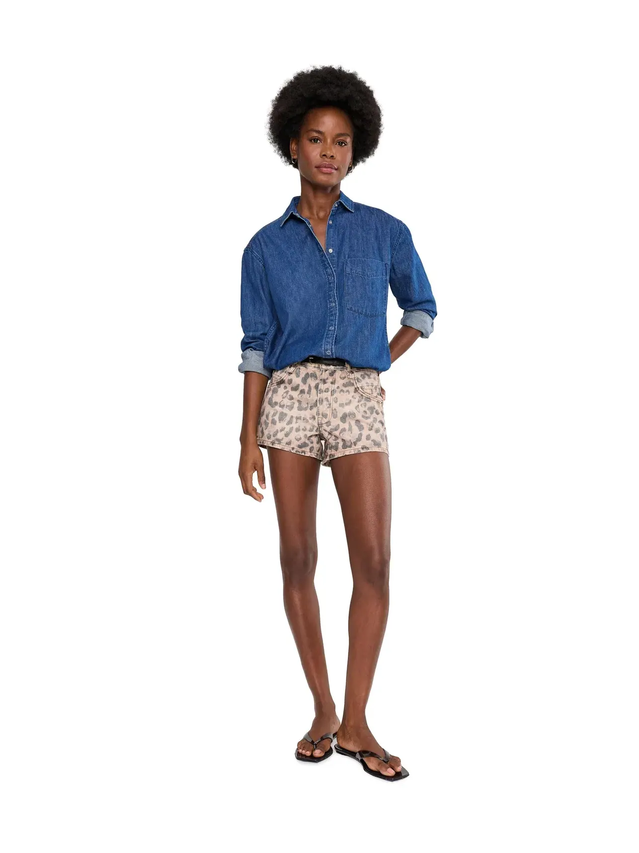 Джинсовые шорты с принтом Now or Never Printed Denim Free People — изображение 2 из 5, коричневый