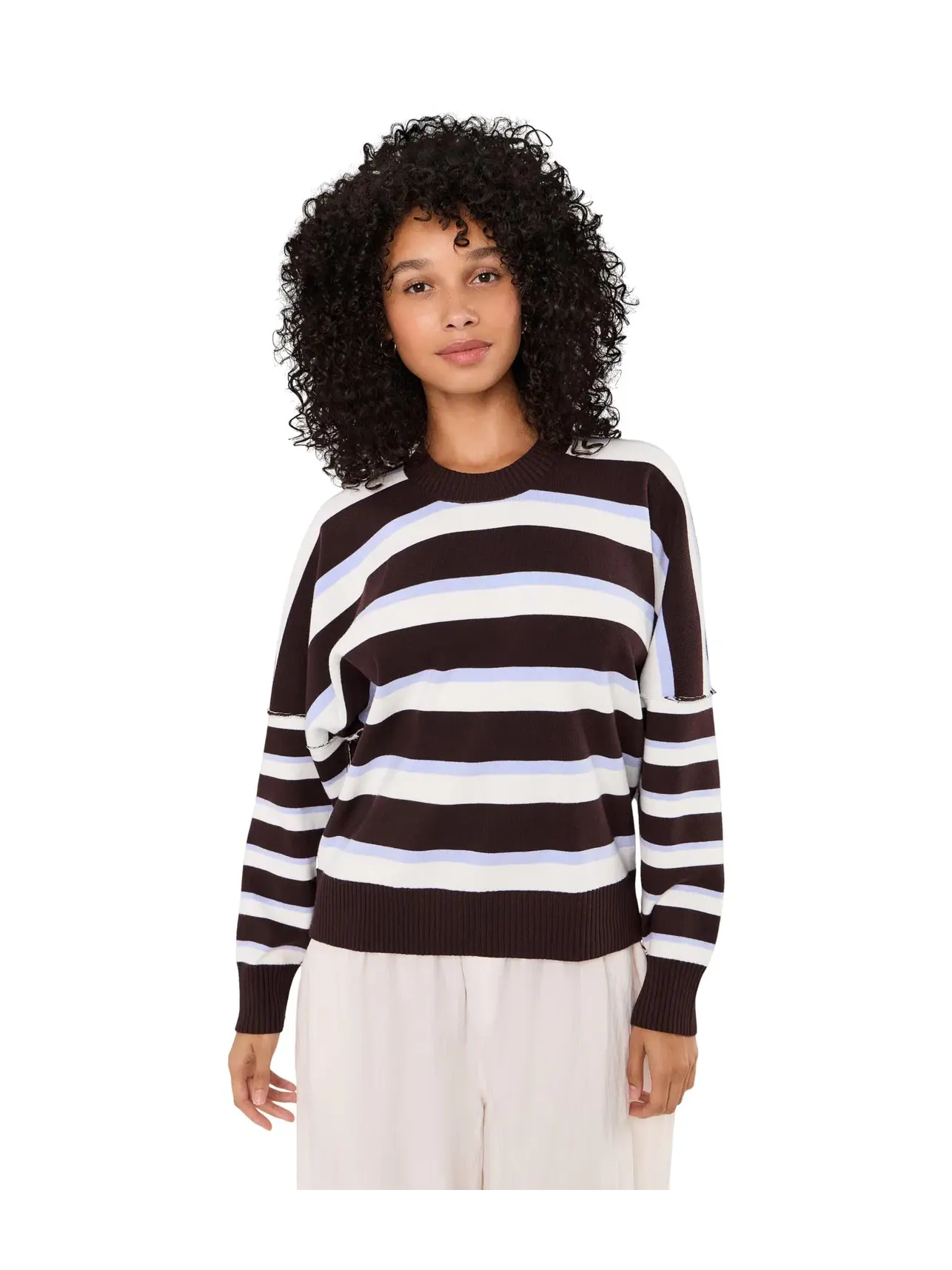 Пуловер Stripe Muse Free People — изображение 1 из 5, коричневый