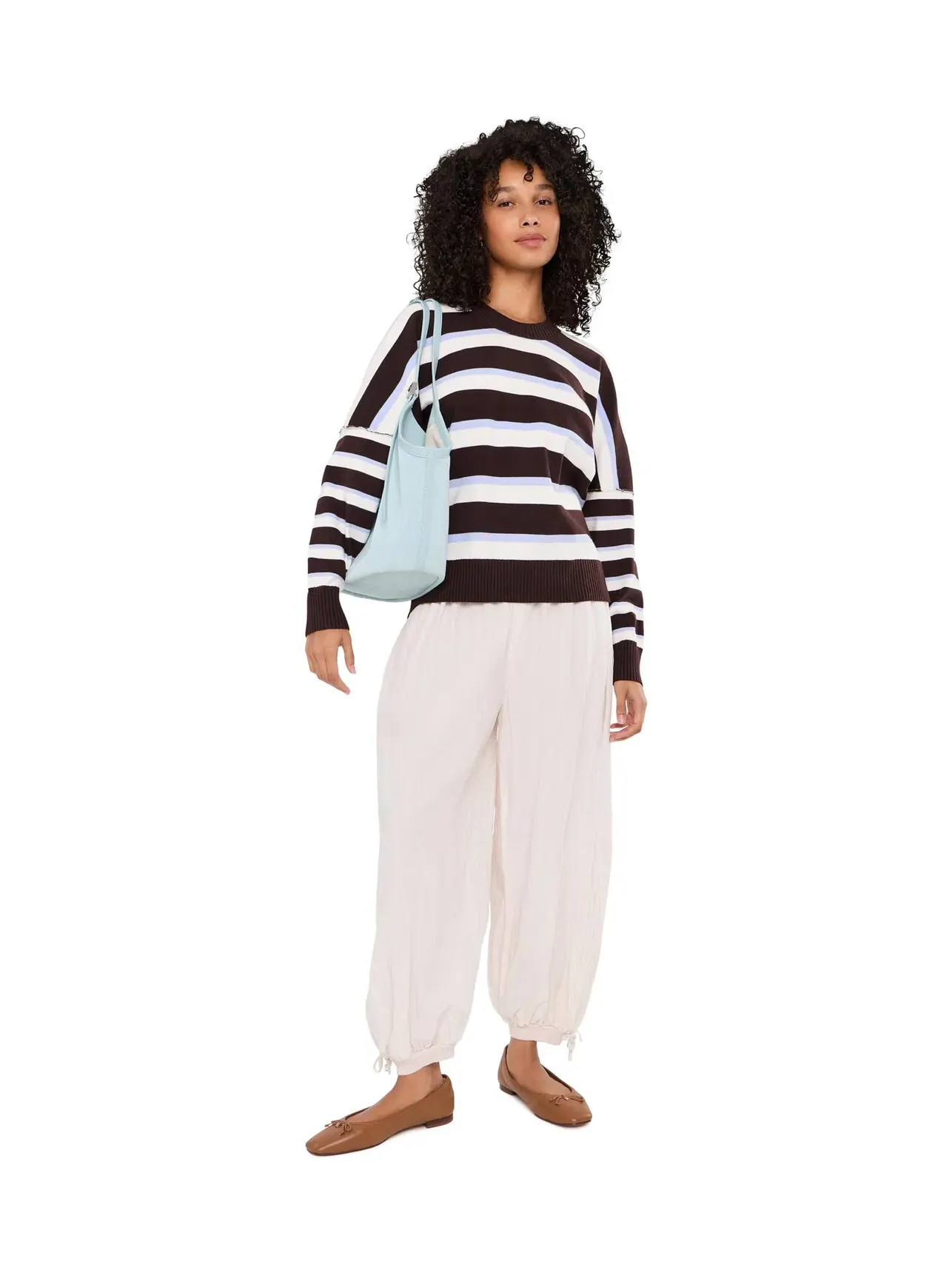 Пуловер Stripe Muse Free People — изображение 2 из 5, коричневый