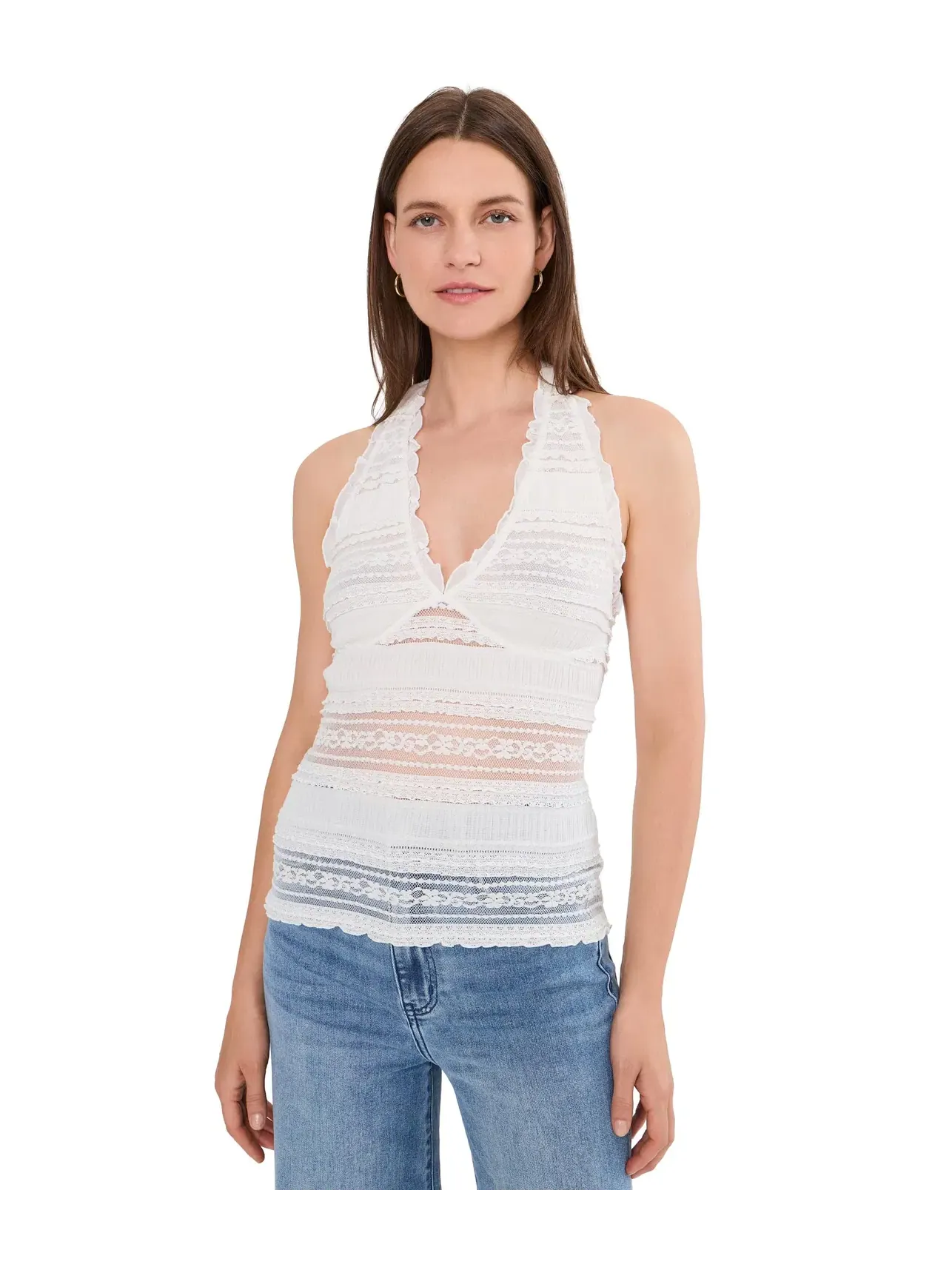 Кокетливая блузка с оборками Free People — изображение 1 из 5, слоновая кость