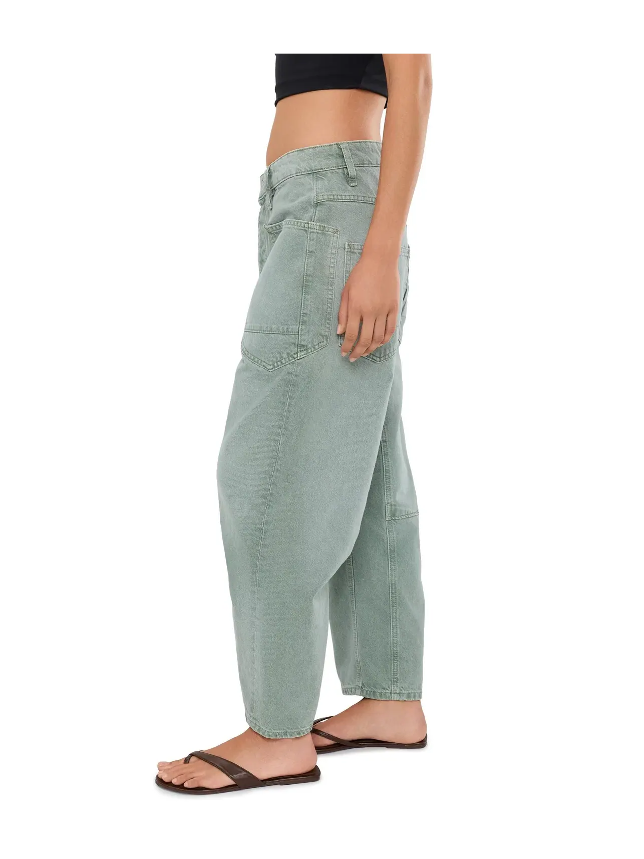 Джинсы We The Free Minimalist Moxie Barrel Jeans Free People — изображение 3 из 5, зеленый