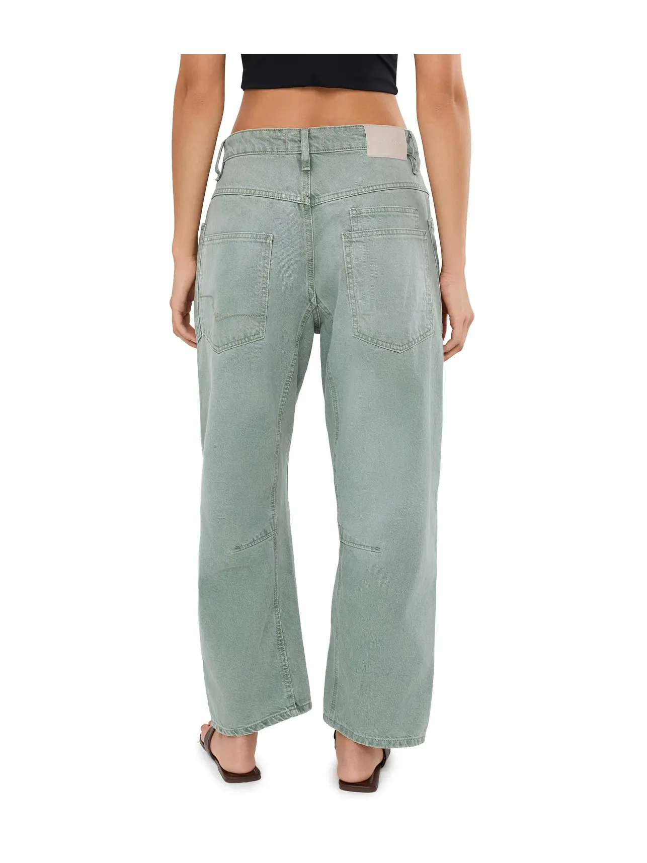 Джинсы We The Free Minimalist Moxie Barrel Jeans Free People — изображение 4 из 5, зеленый