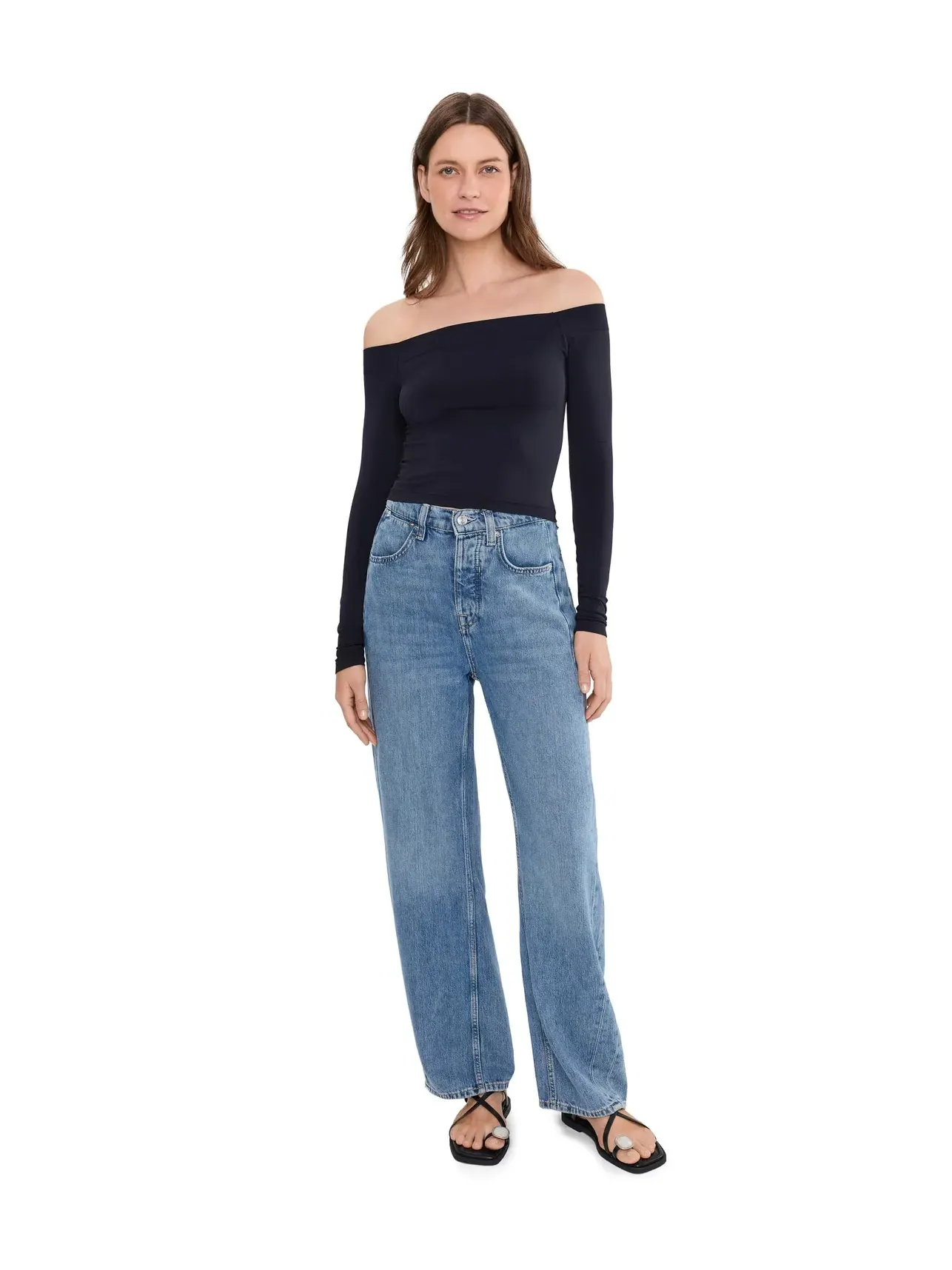 Топ с открытыми плечами, второй раунд Free People — изображение 2 из 5, черный